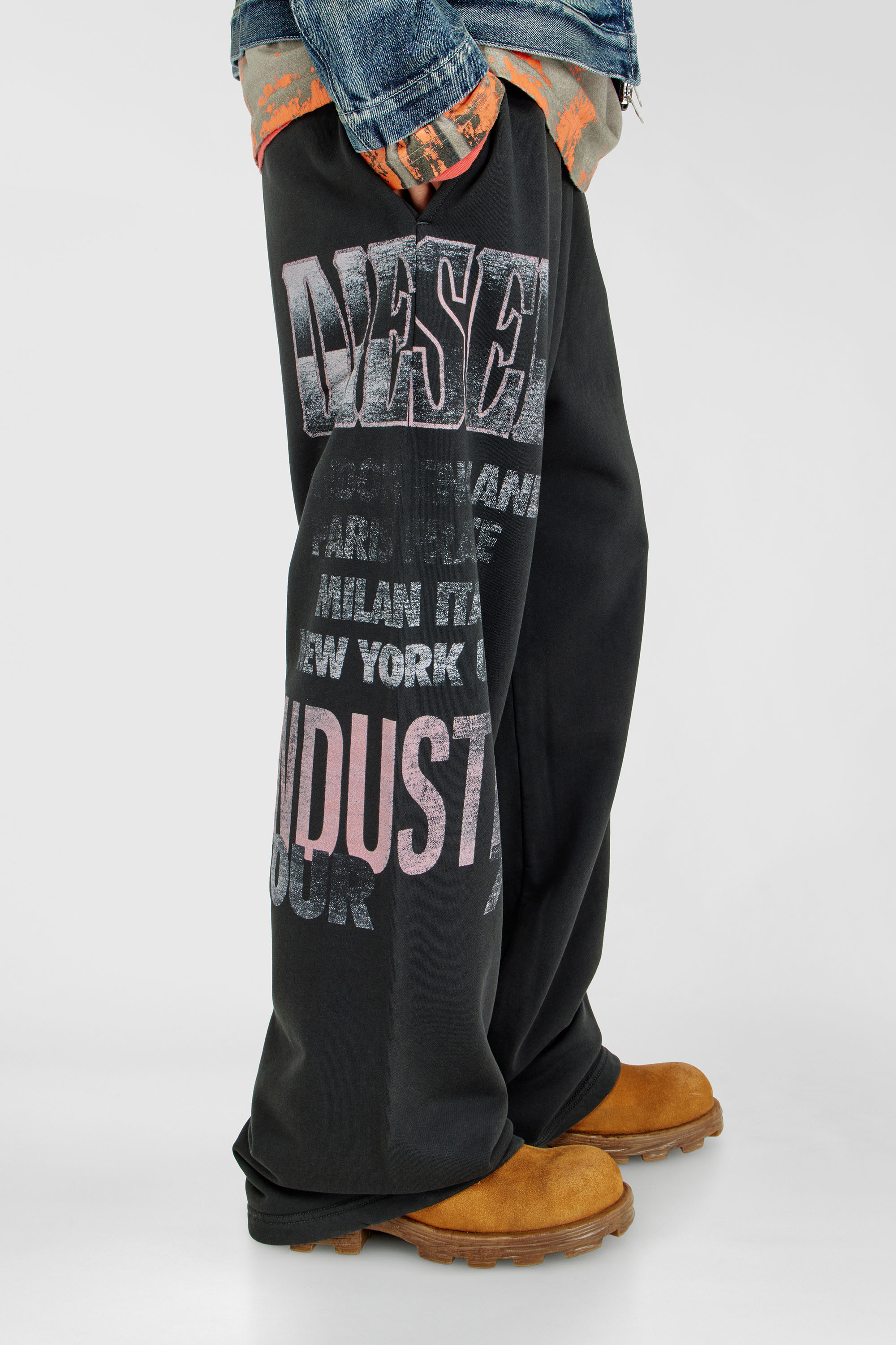 Diesel - P-ILL, Man's Sweatpants with concert graphics in Black - 4