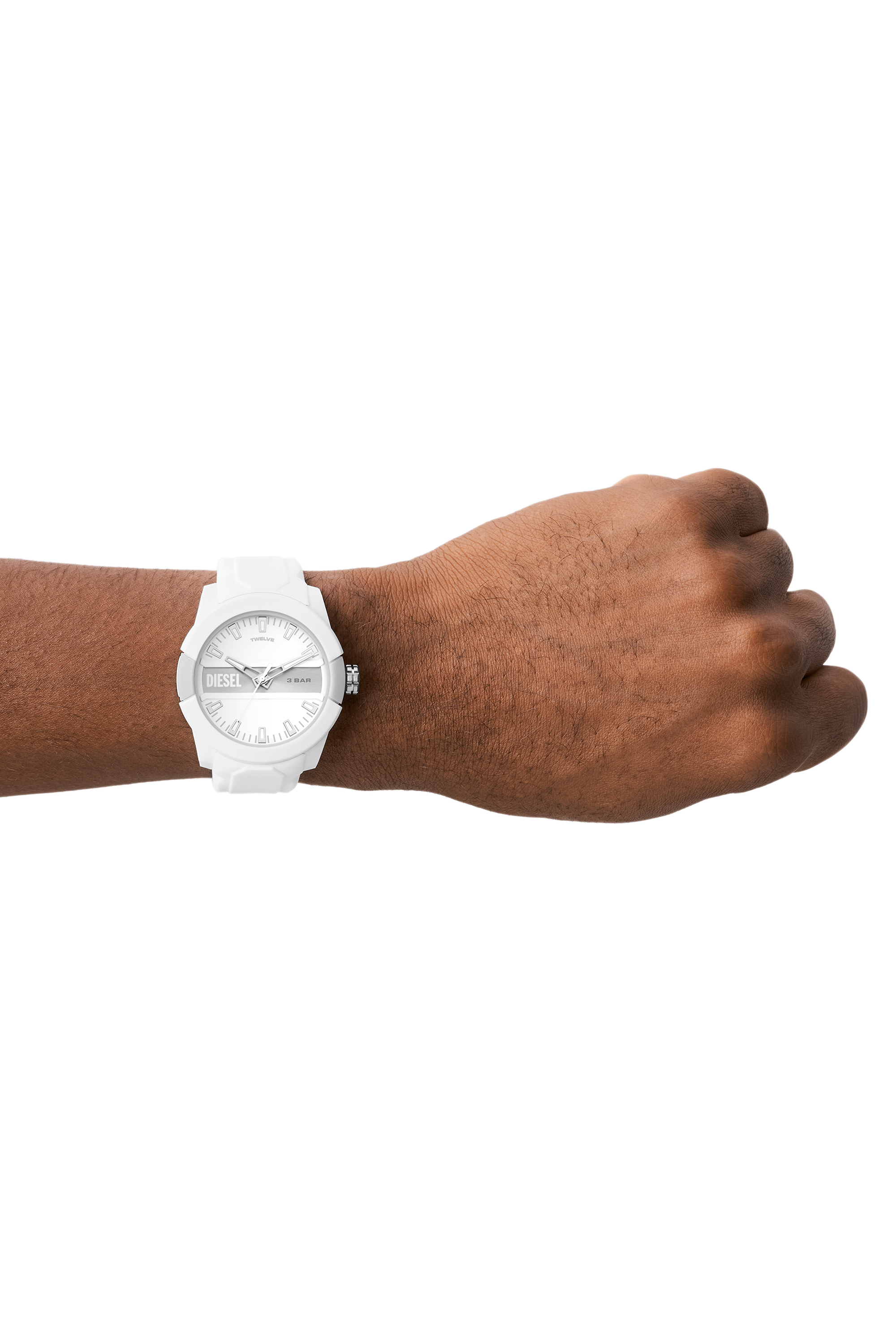 Diesel - DZ1981, Unisex's Double up three-hand white silicone watch in White - 4