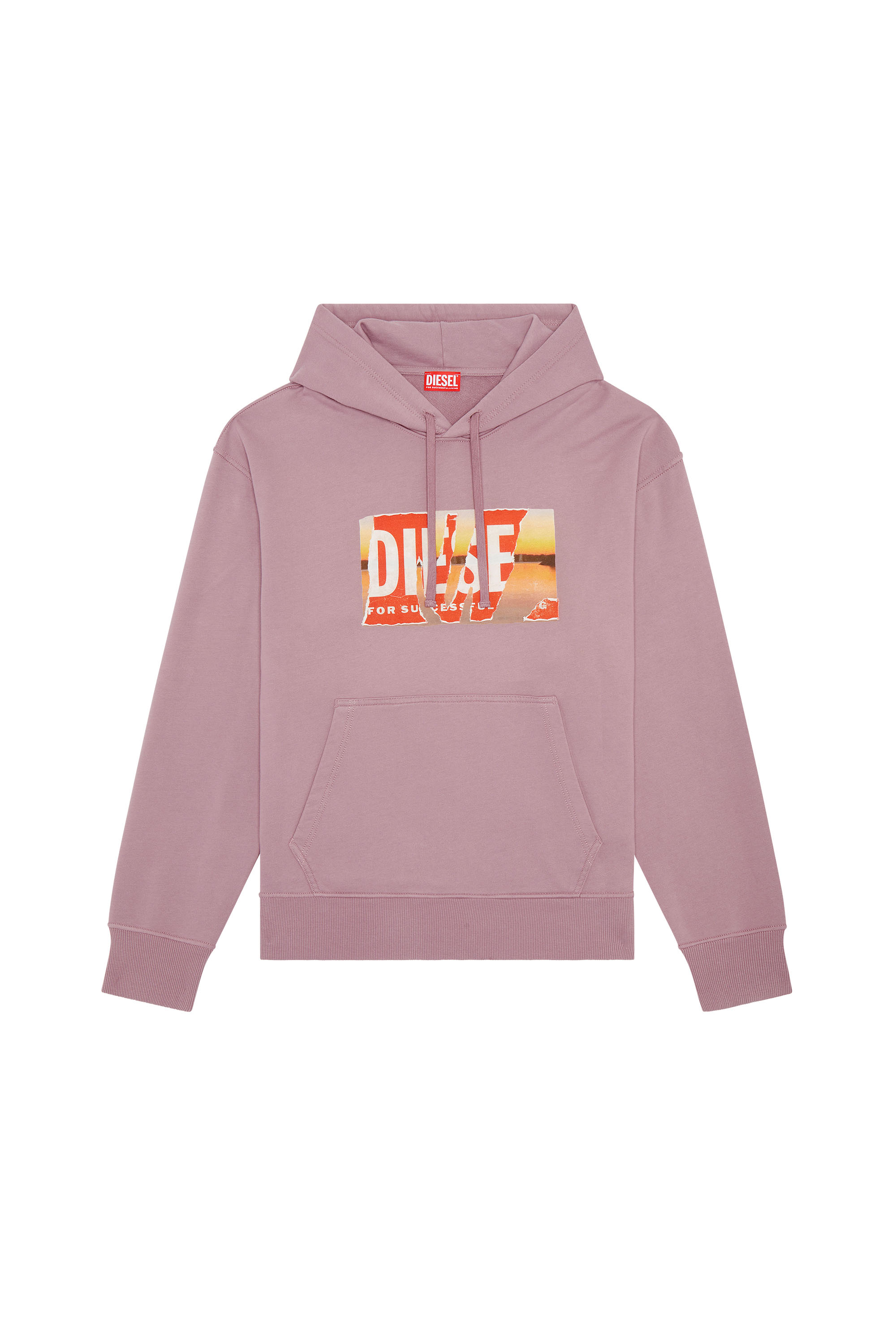 Diesel - S-MACS-HOOD-POFF-L1, Man's Oversized hoodie with peel-off logo in Violet - 2