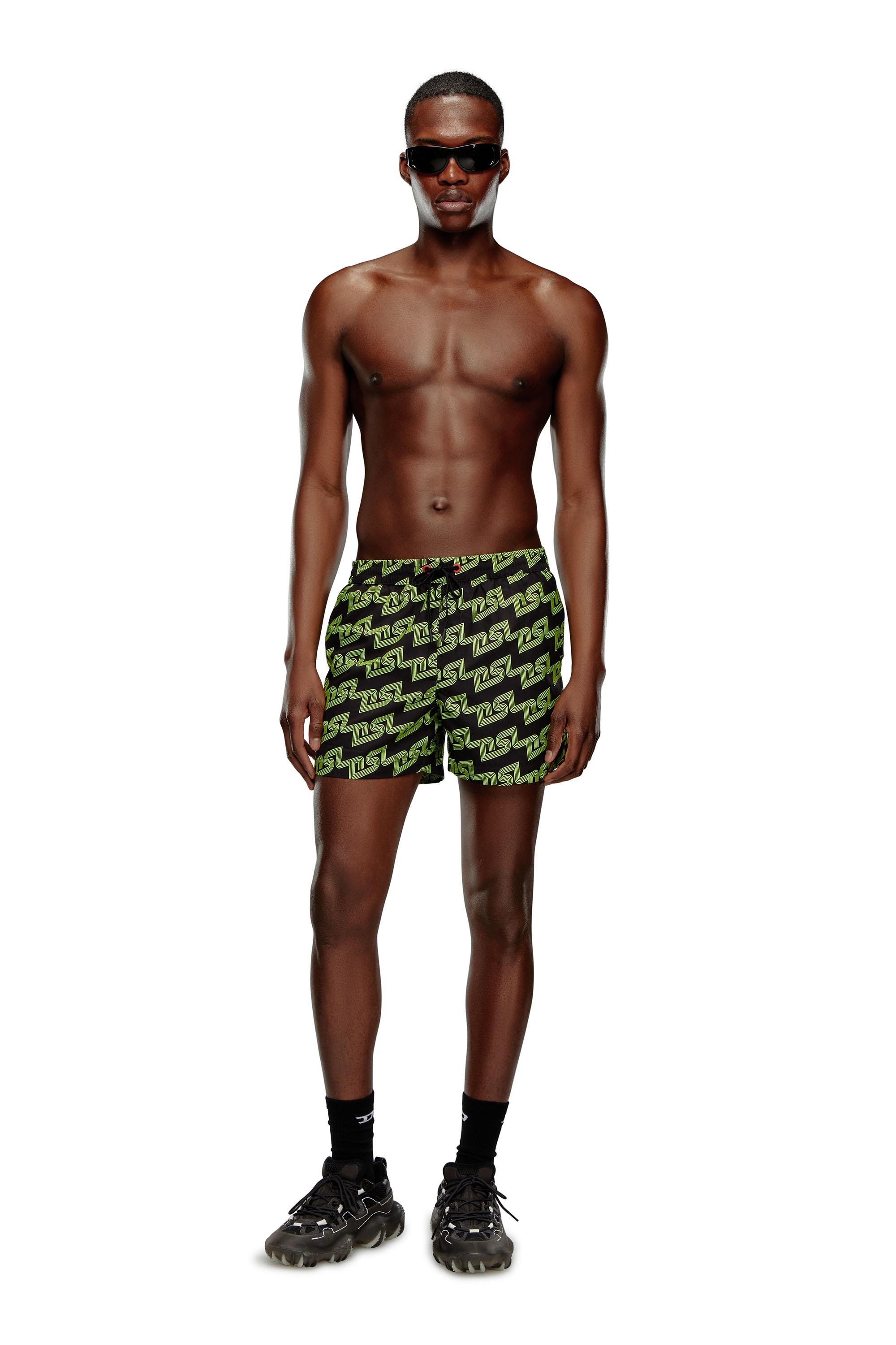 Diesel - BMBX-KEN-37, Man Mid-length swim shorts with DSL print in Multicolor - Image 1