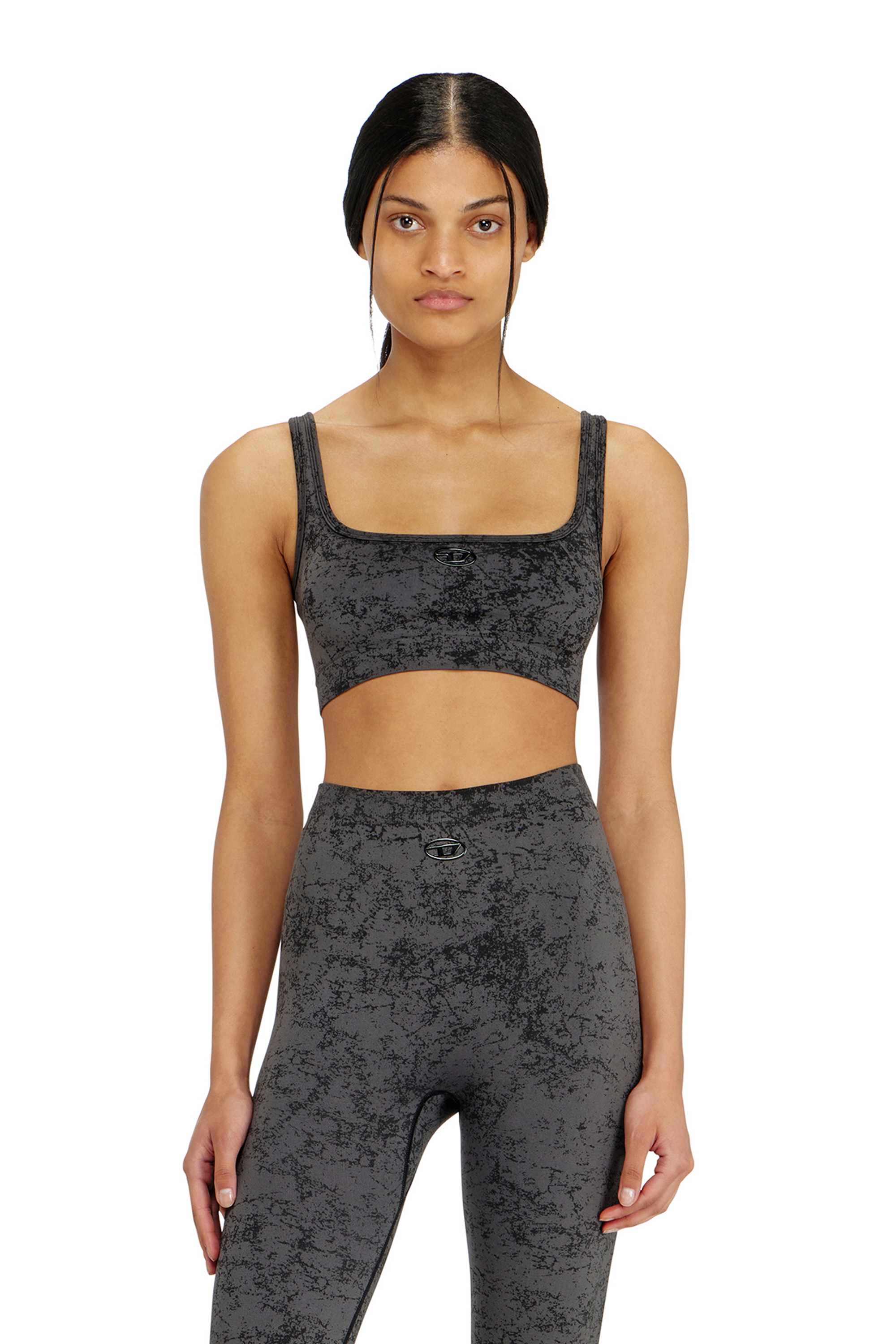 Diesel - HELLA-UTLT, Woman's Sports bra with utilitarian print in Dark grey - 1