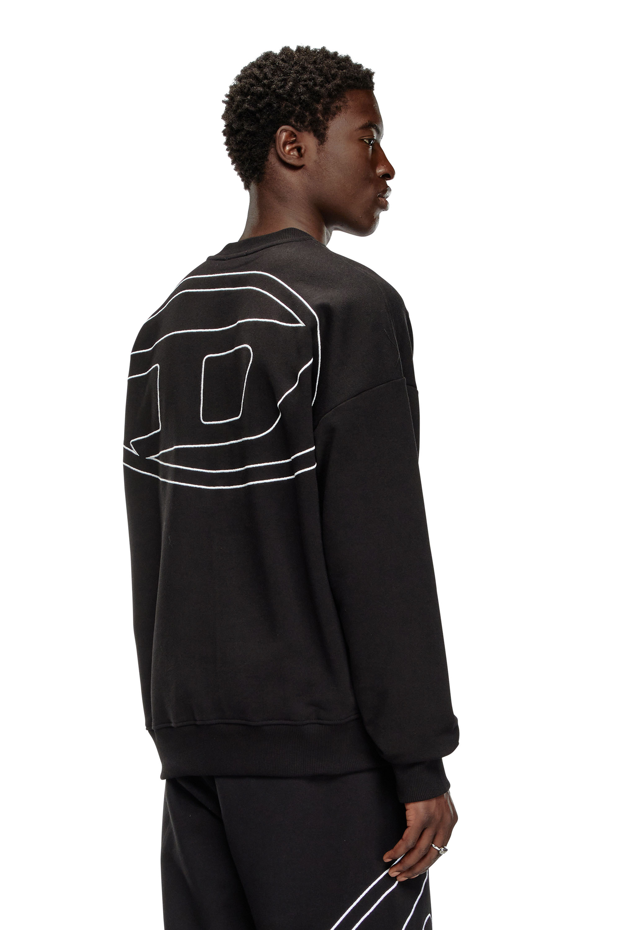 S-ROB-MEGOVAL-D, Black Diesel - S-ROB-MEGOVAL-D, Man's Sweatshirt with logo embroidery in Black - 3