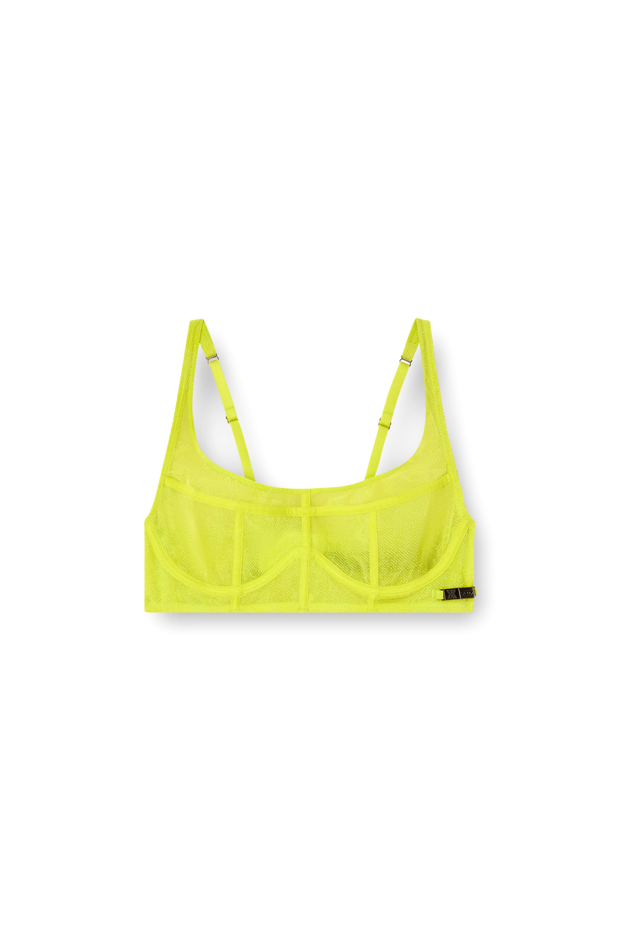 Diesel - LONGLINE-BRA, Woman's Longline bra in flocked mesh in Green Fluo - 4