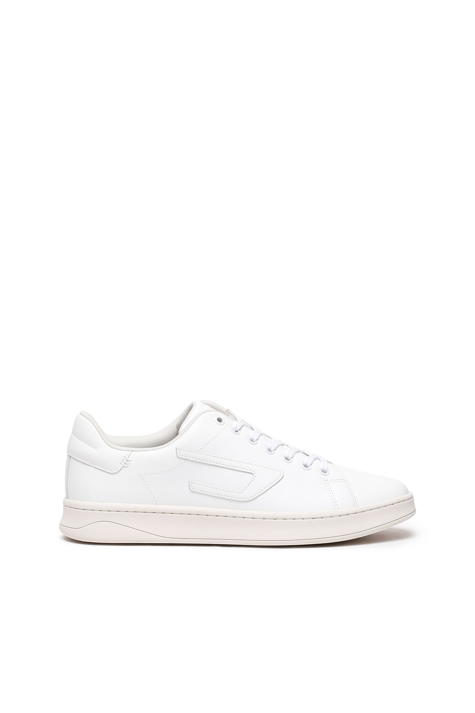 Diesel - S-ATHENE LOW, Man S-Athene Low-Low-top leather sneakers with D patch in White - Image 1