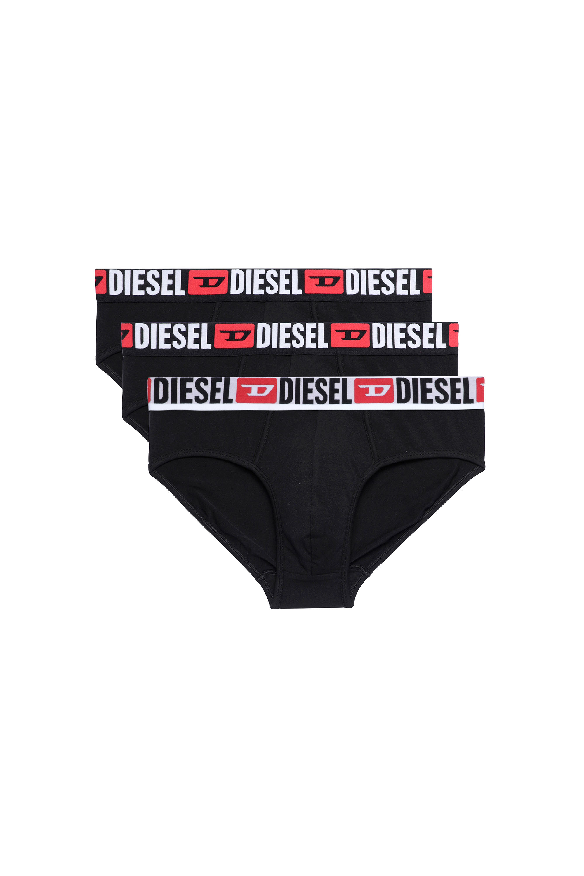 Diesel - UMBR-ANDRETHREEPACK, Man's Three-pack of solid-colour briefs in Black/White - 1