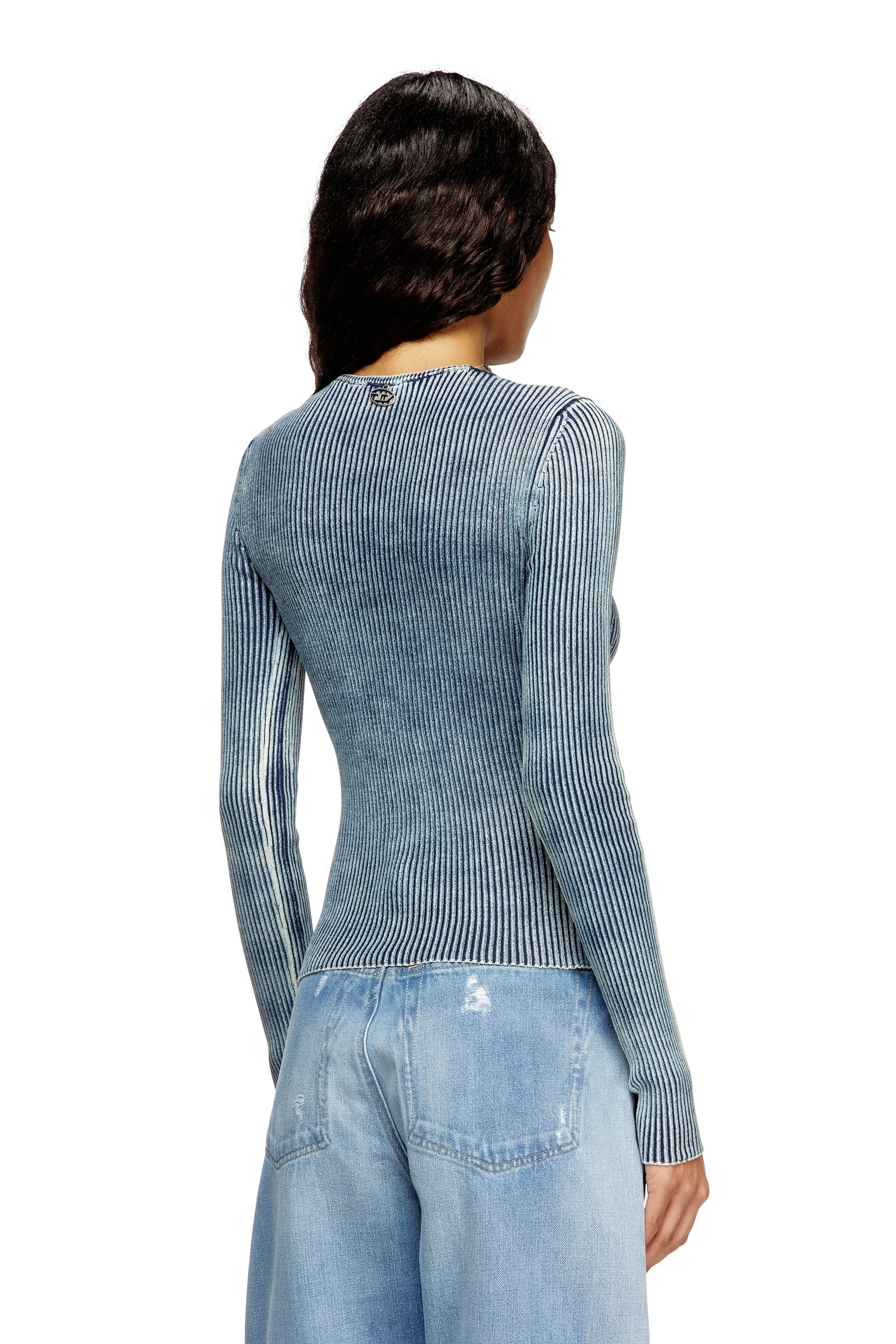 Diesel - M-MILMO, Woman's Denim-yarn jumper with shiny effect in Blue - 4