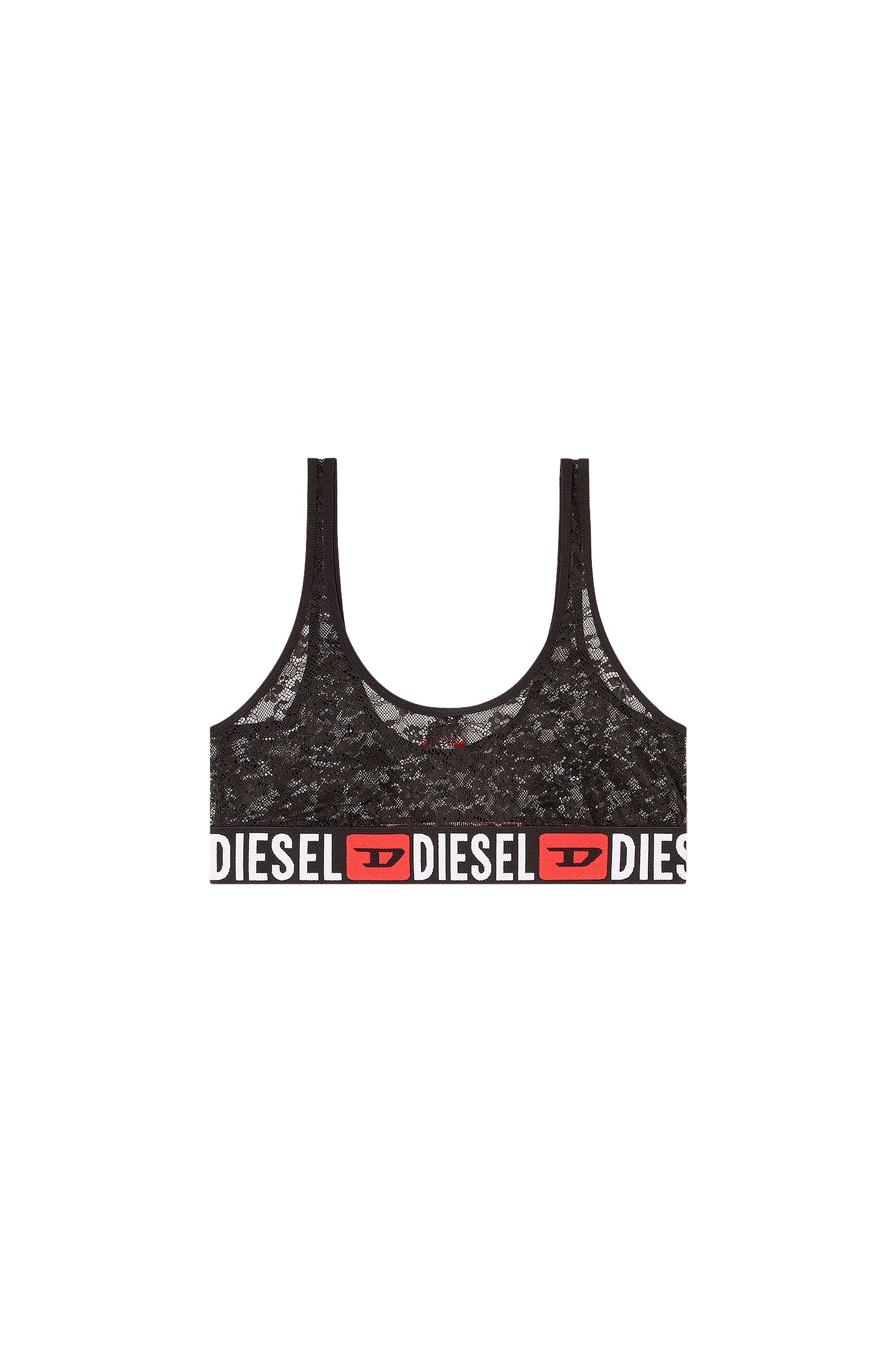 Diesel - UFSB-ORIBA, Woman's Lace bralette with Diesel logo elastic in Black - 2