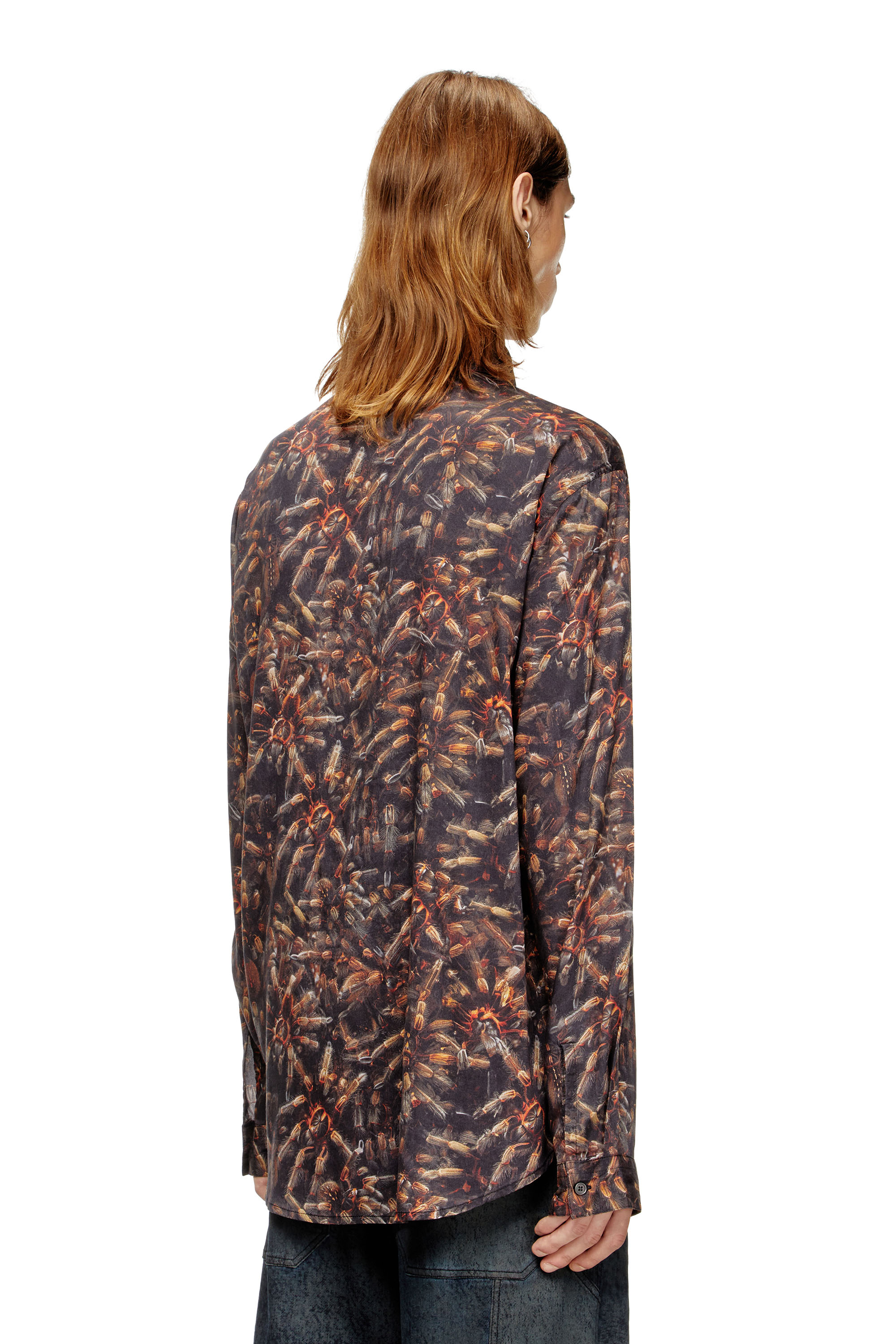 Diesel - S-SIMPLY-SPIDER-PJBK, Man's Lyocell shirt with all-over print in Black/Brown - 4