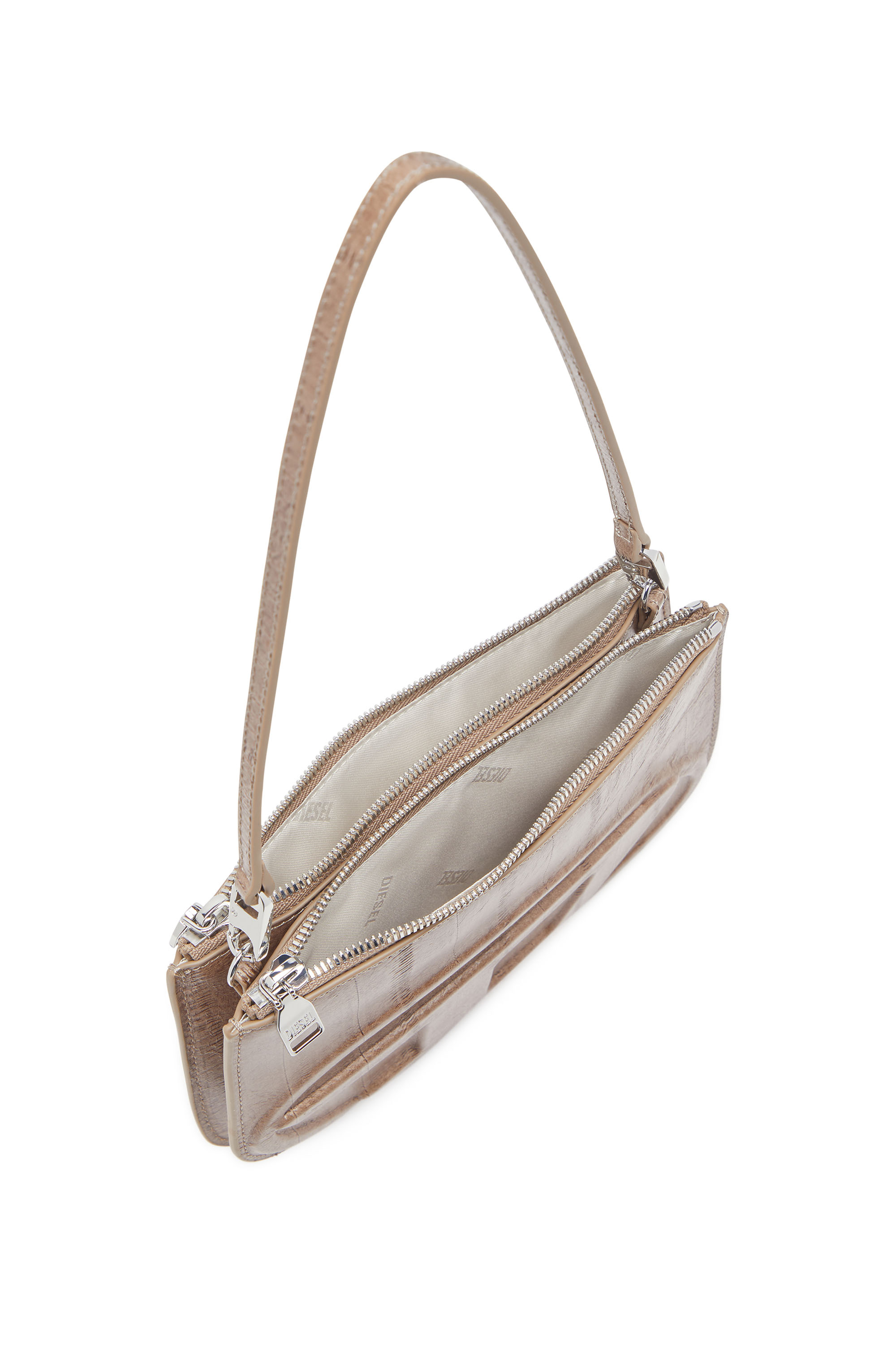 Diesel - 1DR TWIN, Woman's 1DR Twin-Double-pouch shoulder bag in printed leather in Light Brown - 4