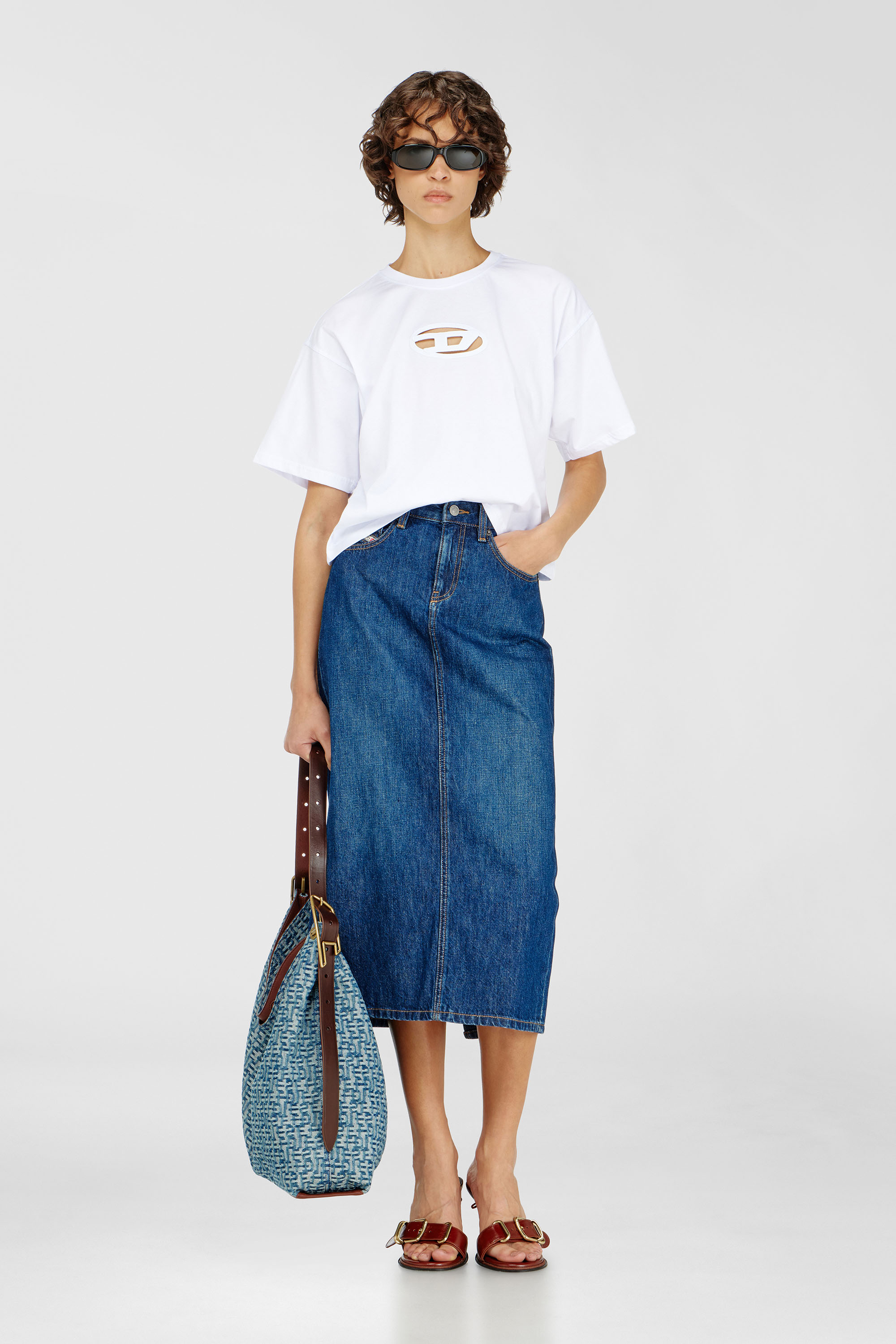Boxy T-shirt with cut-out Oval D logo