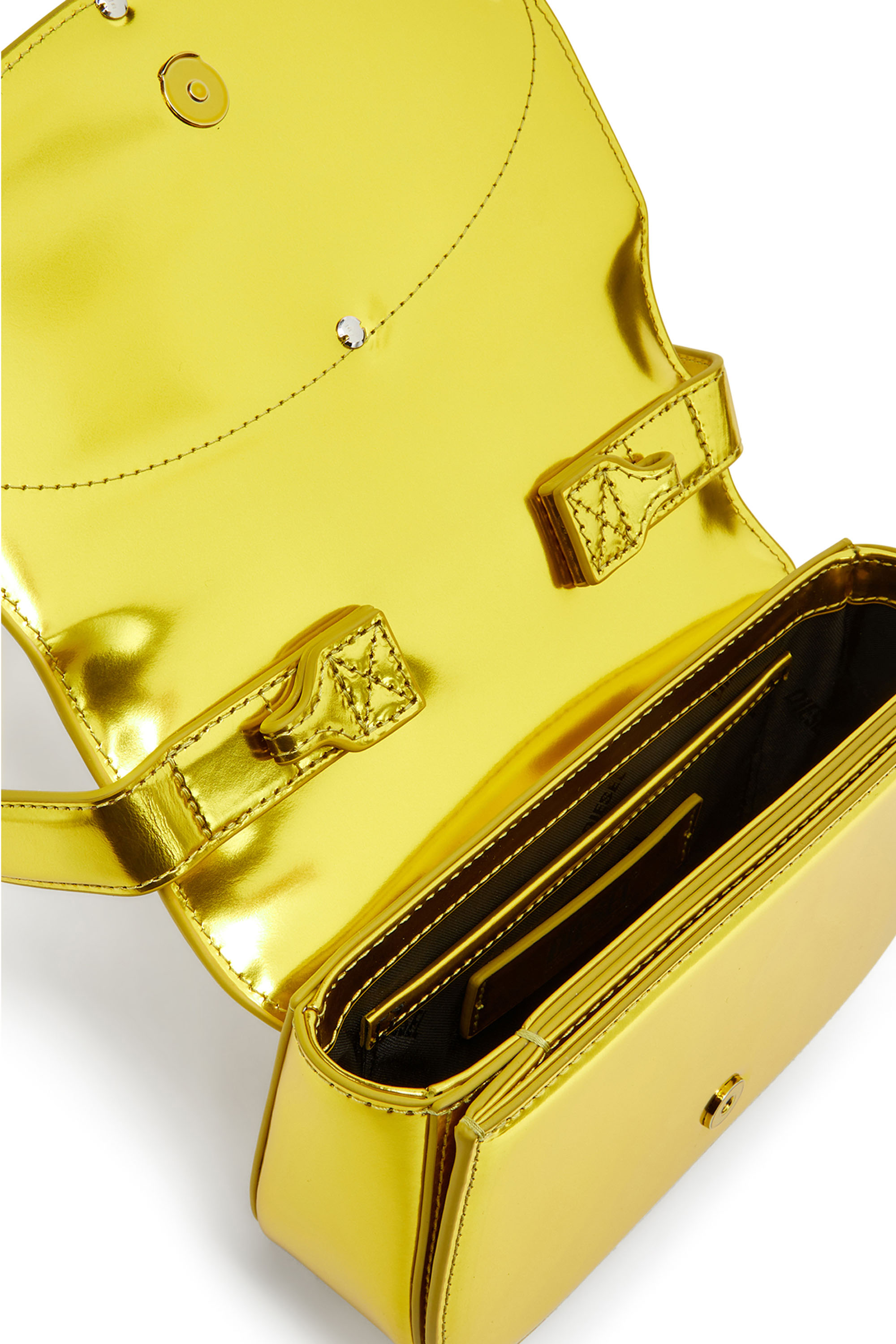 Diesel - 1DR, Woman's 1DR-Iconic shoulder bag in mirrored leather in Yellow - 4