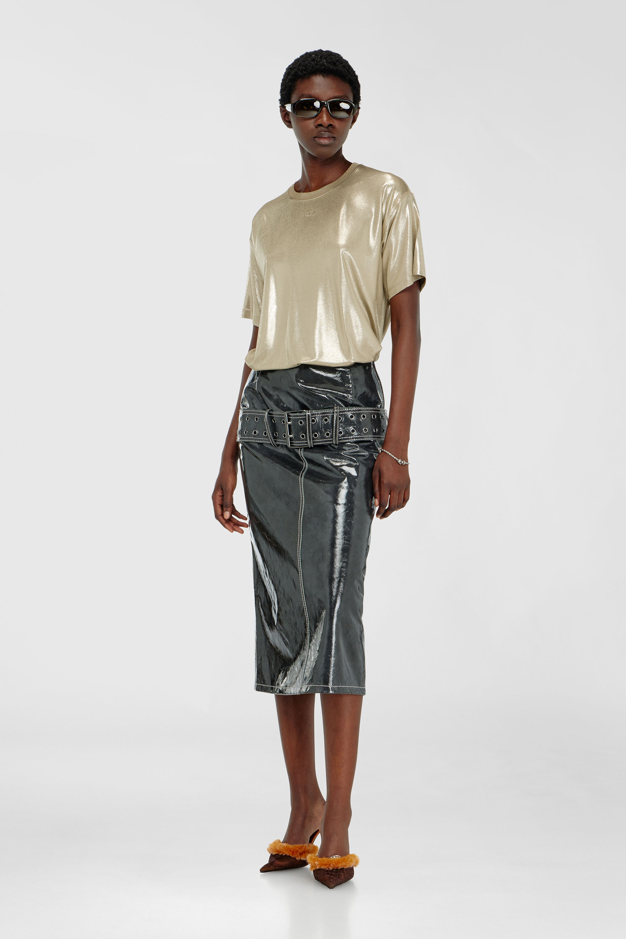Jersey T-shirt with metallic finish