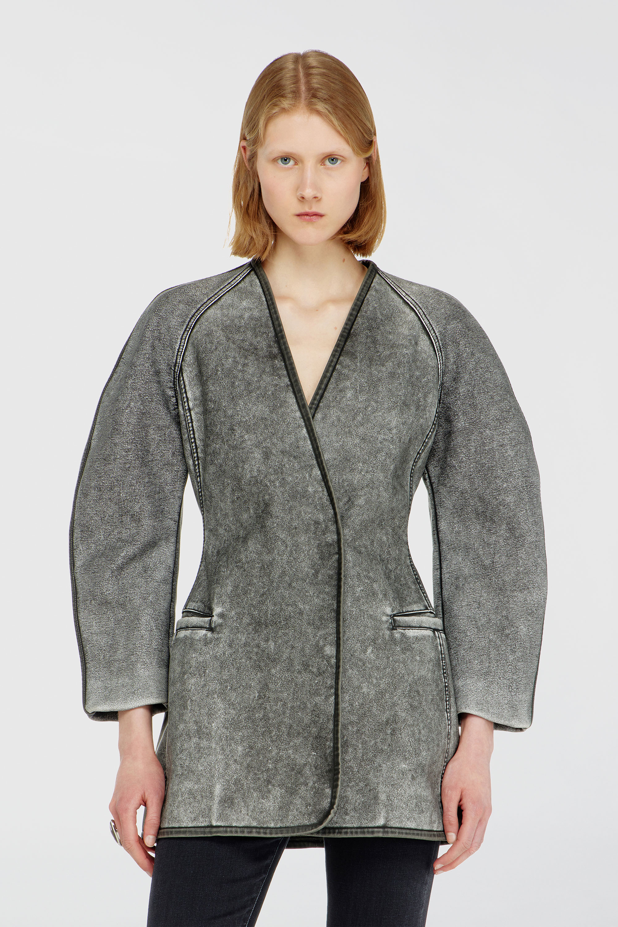 Diesel - G-ALAX, Woman's Cardigan jacket with cocoon sleeves in Grey - 3