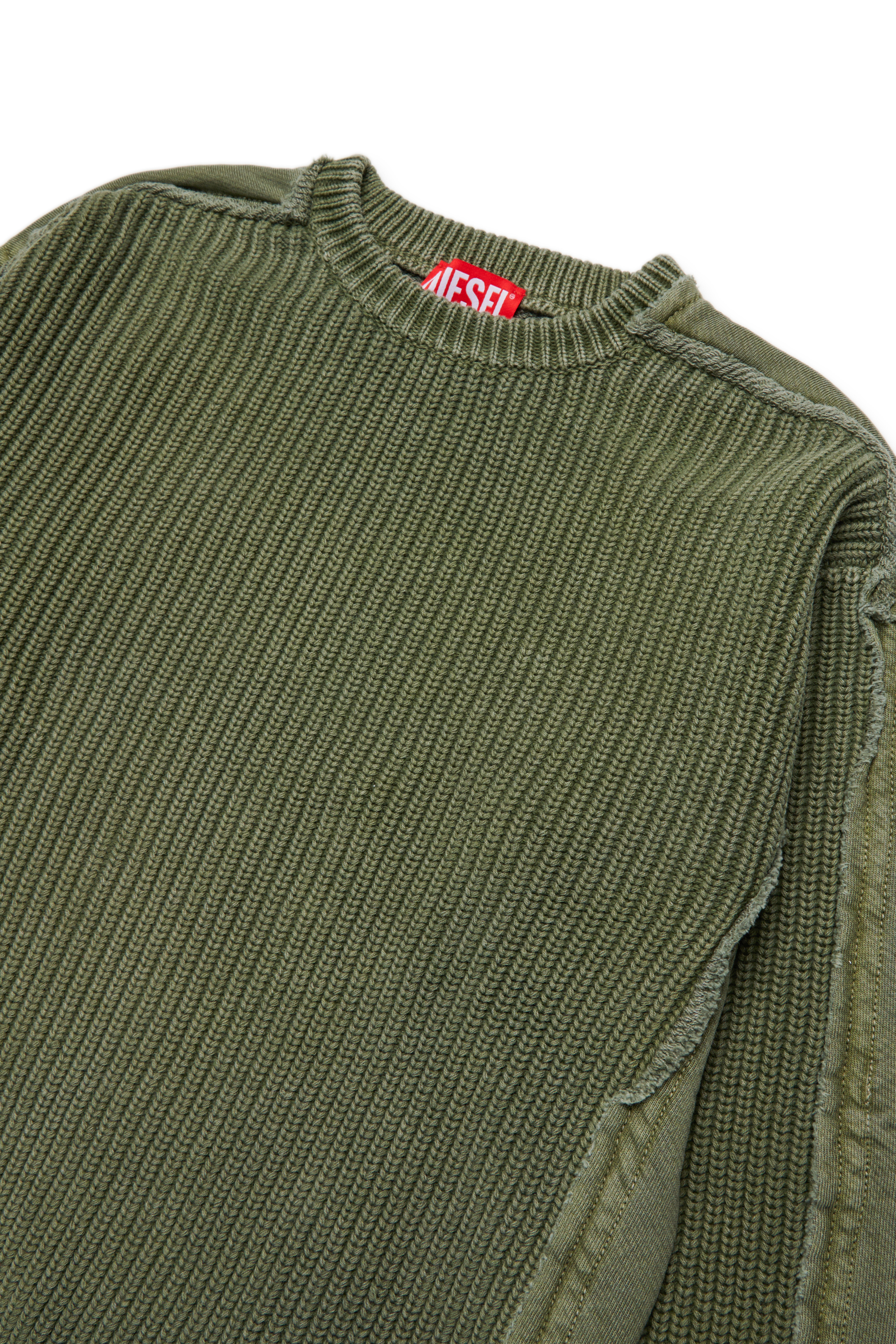 Diesel - KOBERTOROUND OVER, Man's Cotton crew neck sweater with logo in Green - 3