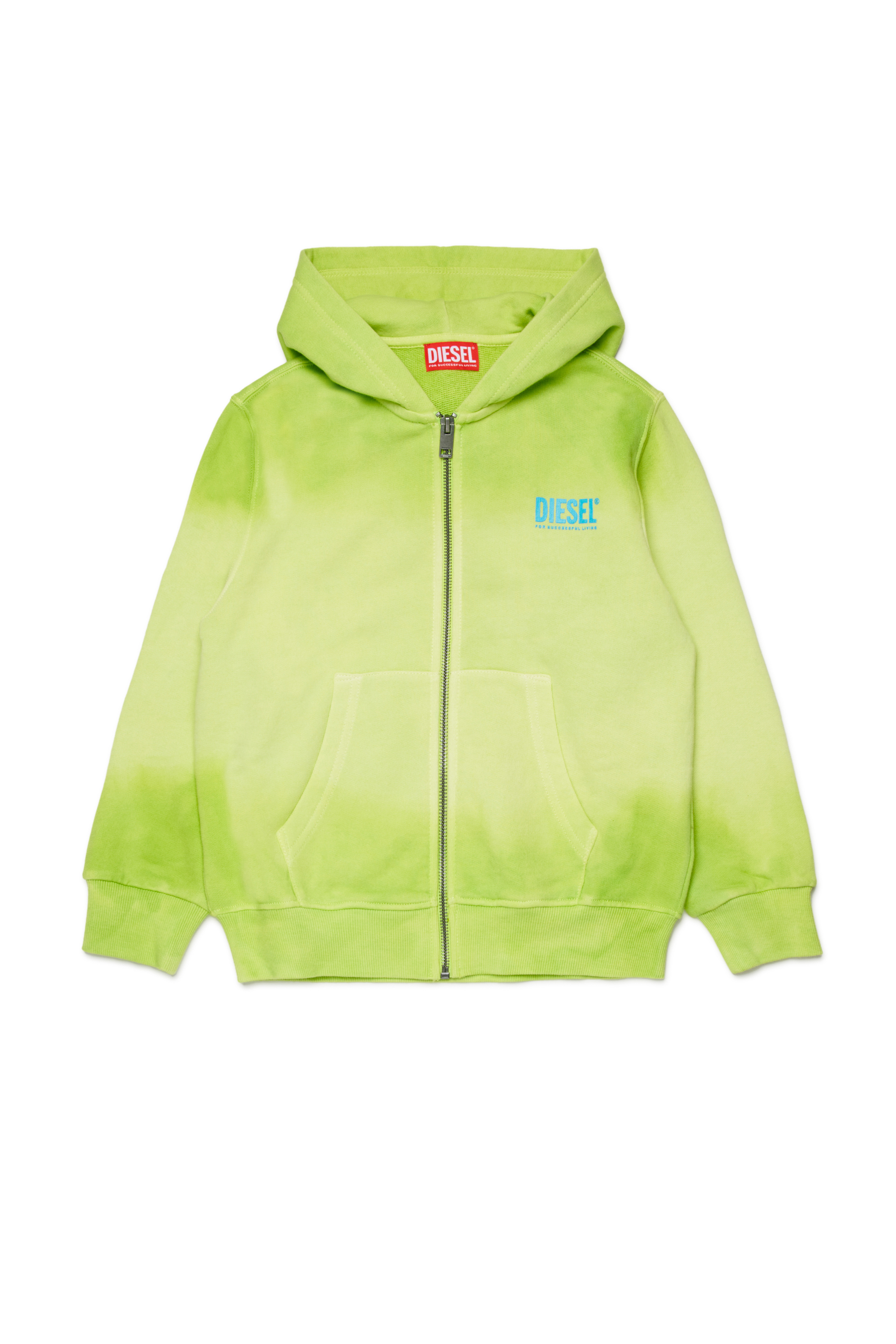 Diesel - SHADE OVER, Man's Gradient hoodie with logo print in Green - 1