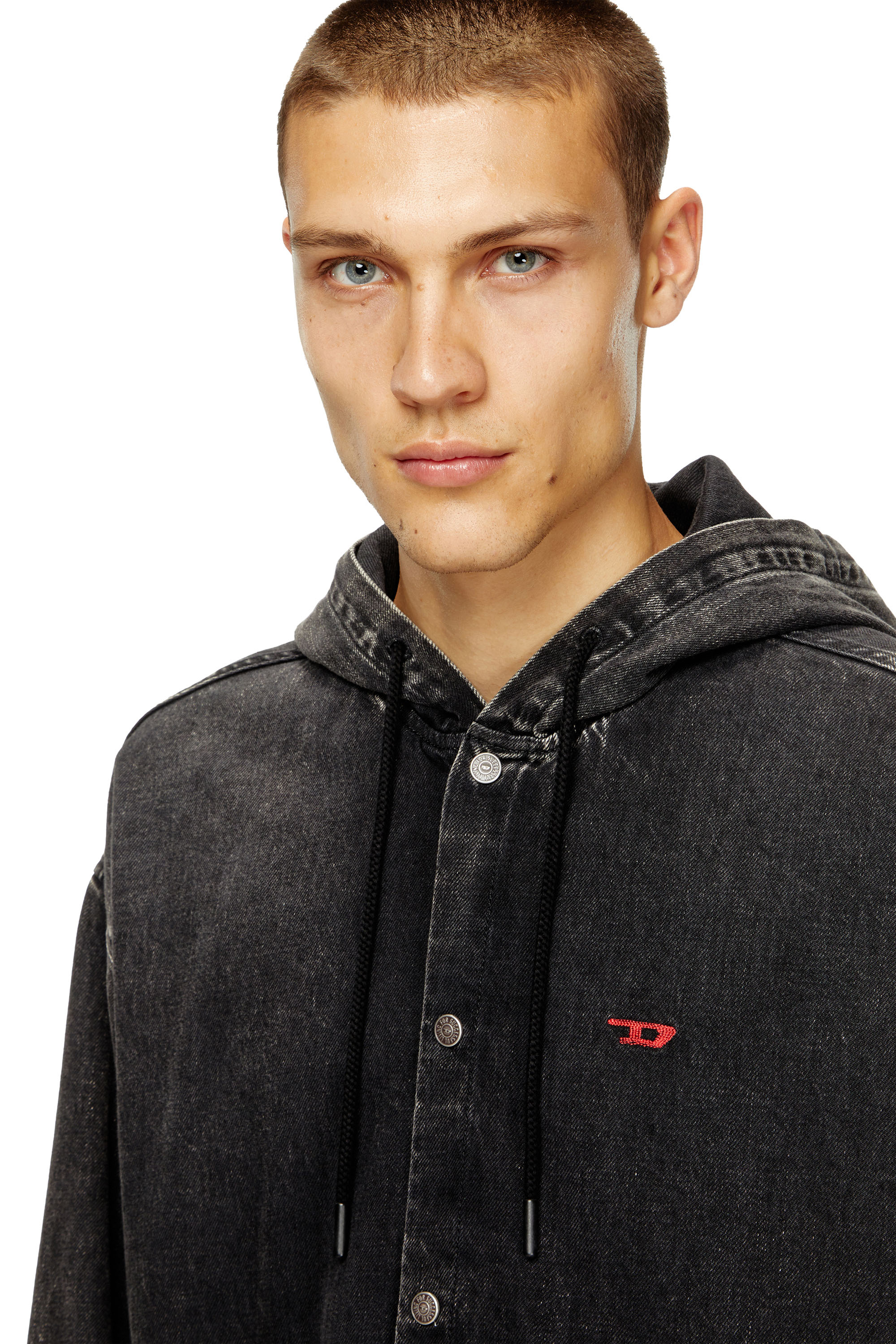 Diesel - D-DEWNY-HOOD, Man's Hybrid shirt in denim in Black - 5