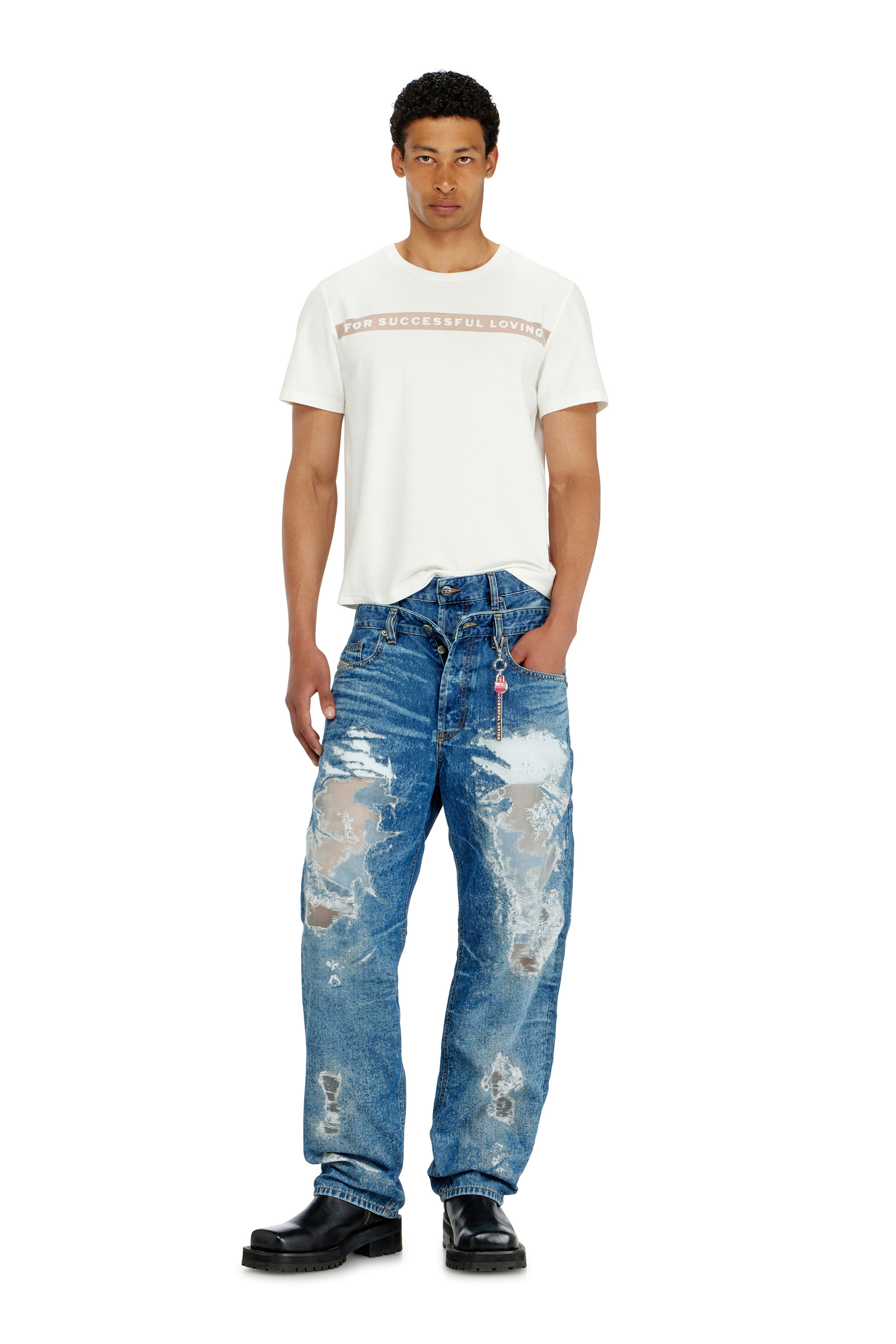 Diesel - PR-T-NOTS-CHI-R, Unisex's T-shirt with For Successful Loving logo in White - 1