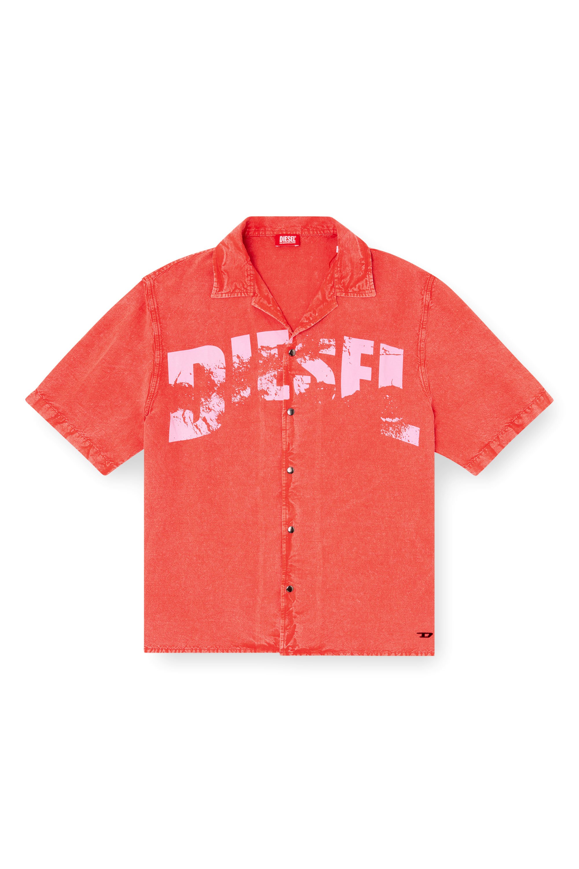 Diesel - CHARLES-D-POP, Man's Beach shirt in linen blend in Red - 4