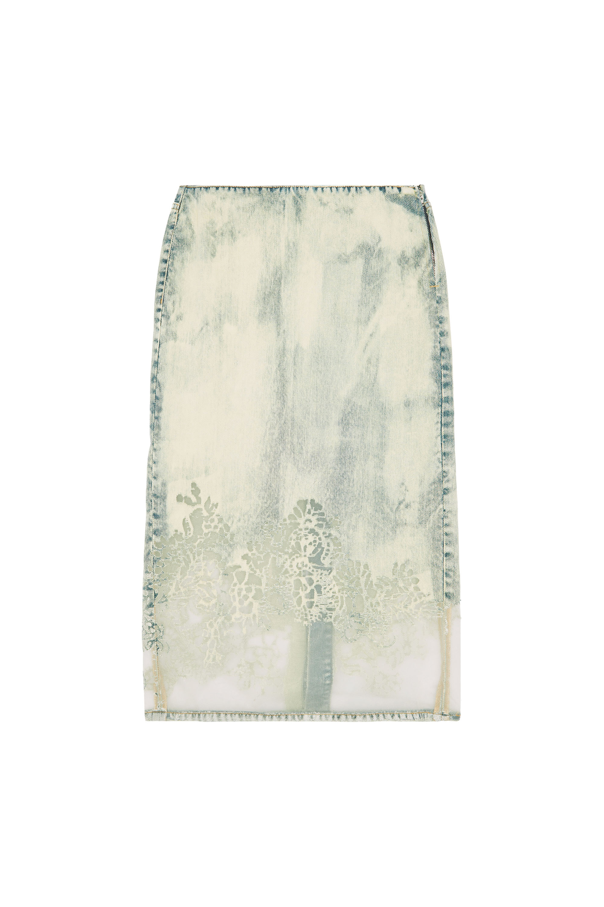 DE-PRA-FSC, Light Blue Diesel - DE-PRA-FSC, Woman's Midi skirt in lace denim in Light Blue - 2
