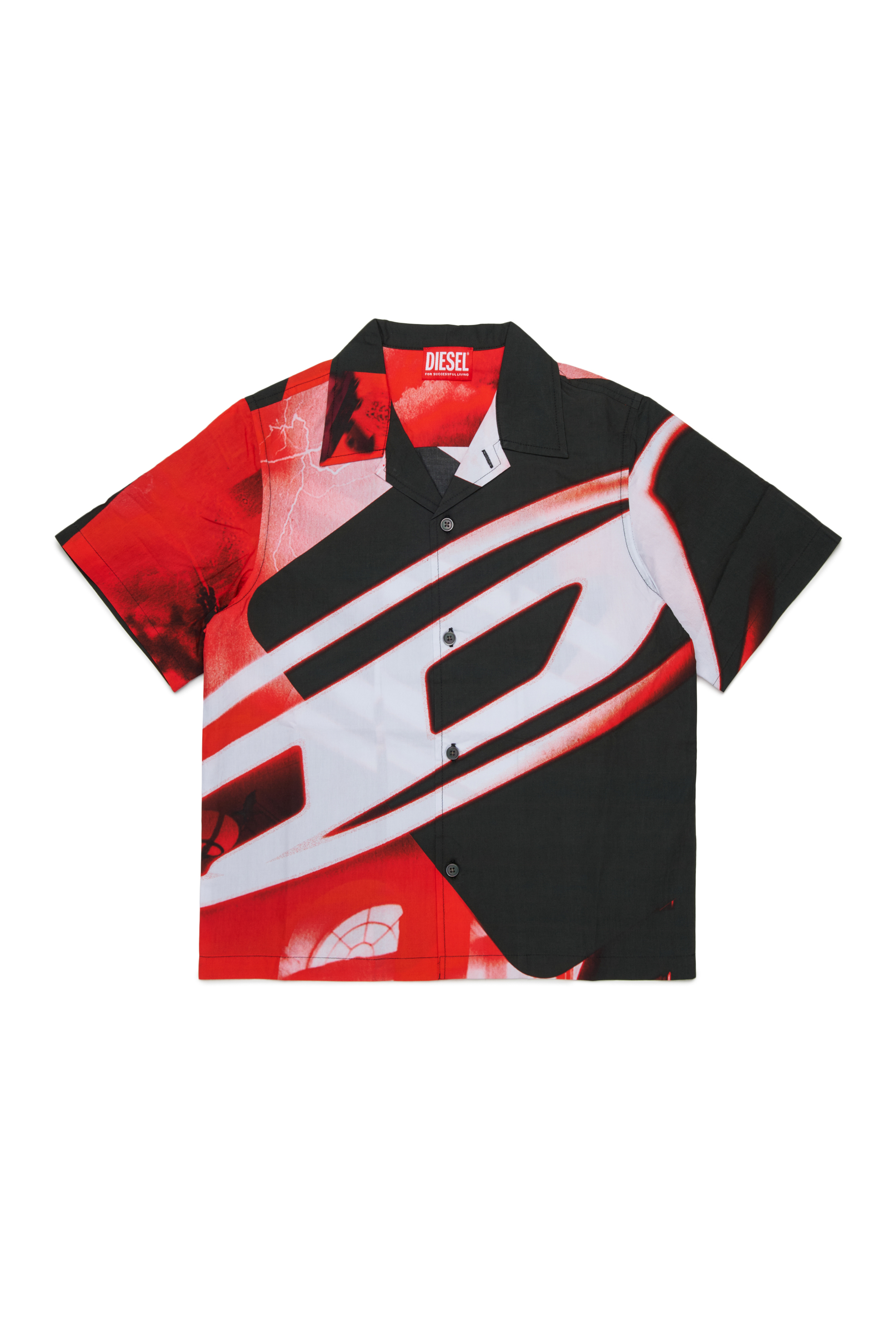 Diesel - MCIOND, Man's Cotton shirt with all-over blurred print in Black - 1