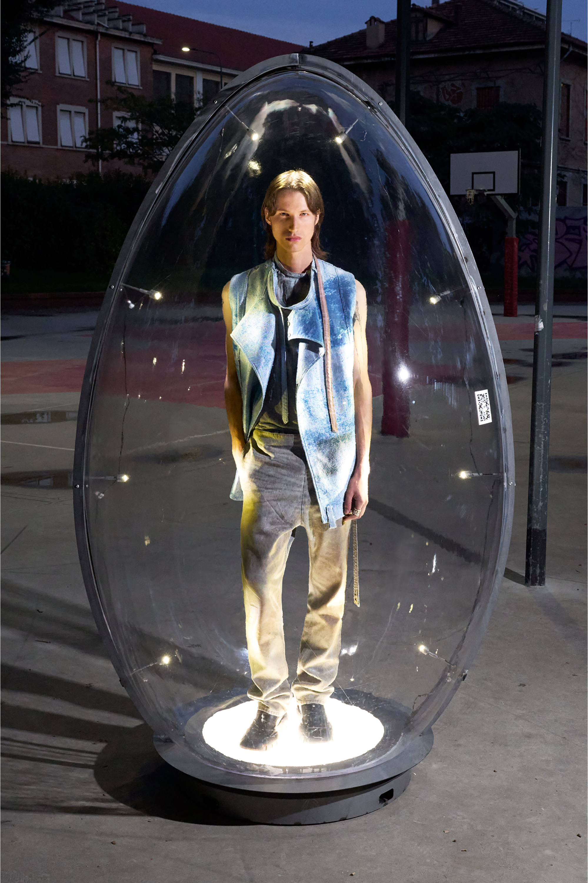 Diesel - D-LORMIL-FSI, Man's Sleeveless vest in coloured satin denim in Light Blue - 3