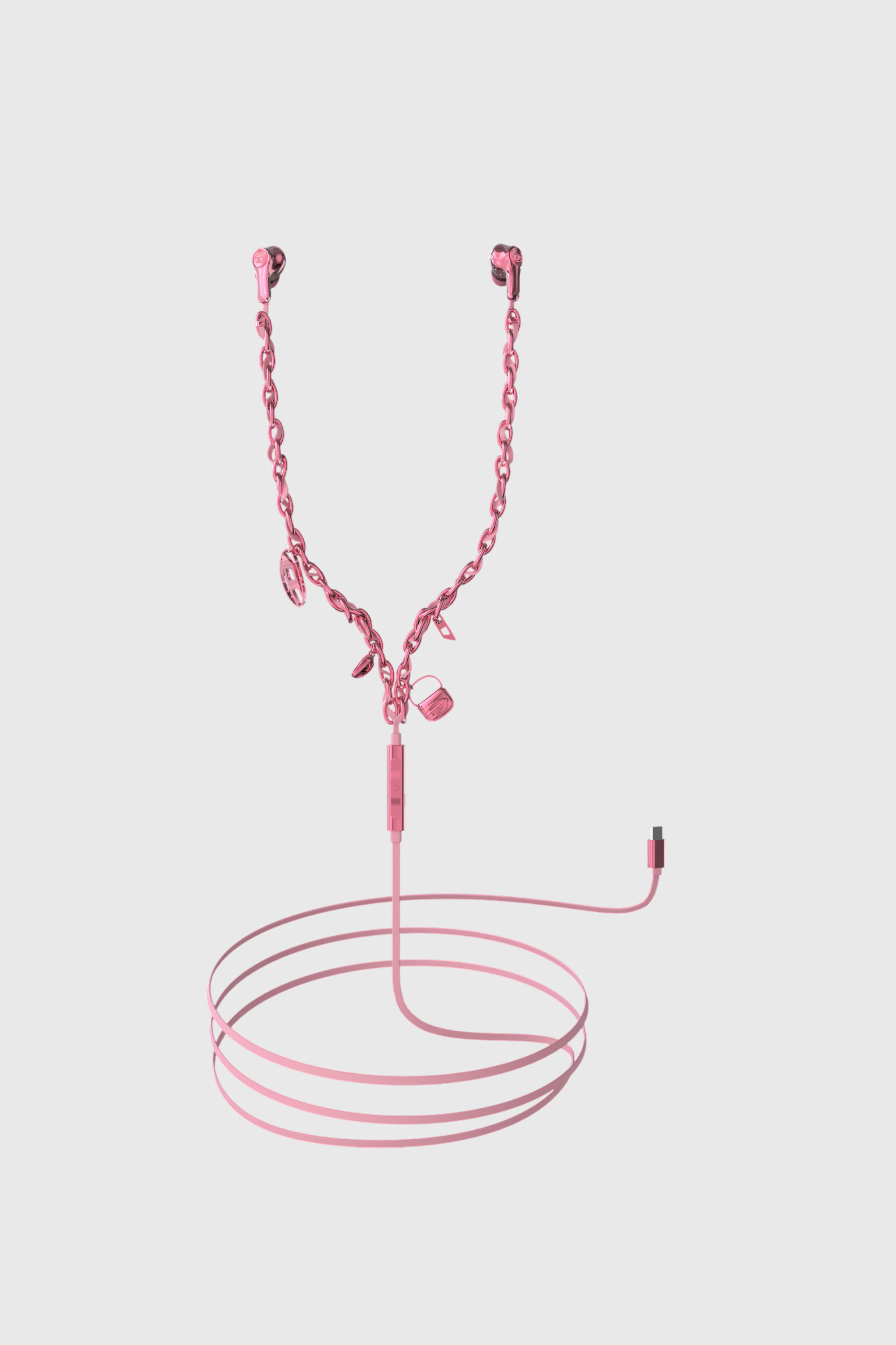 Diesel - 60688 WIRED EARBUDS WIRED EARBUDS, Unisex's Wired Earbuds and charms pink in Pink - 1