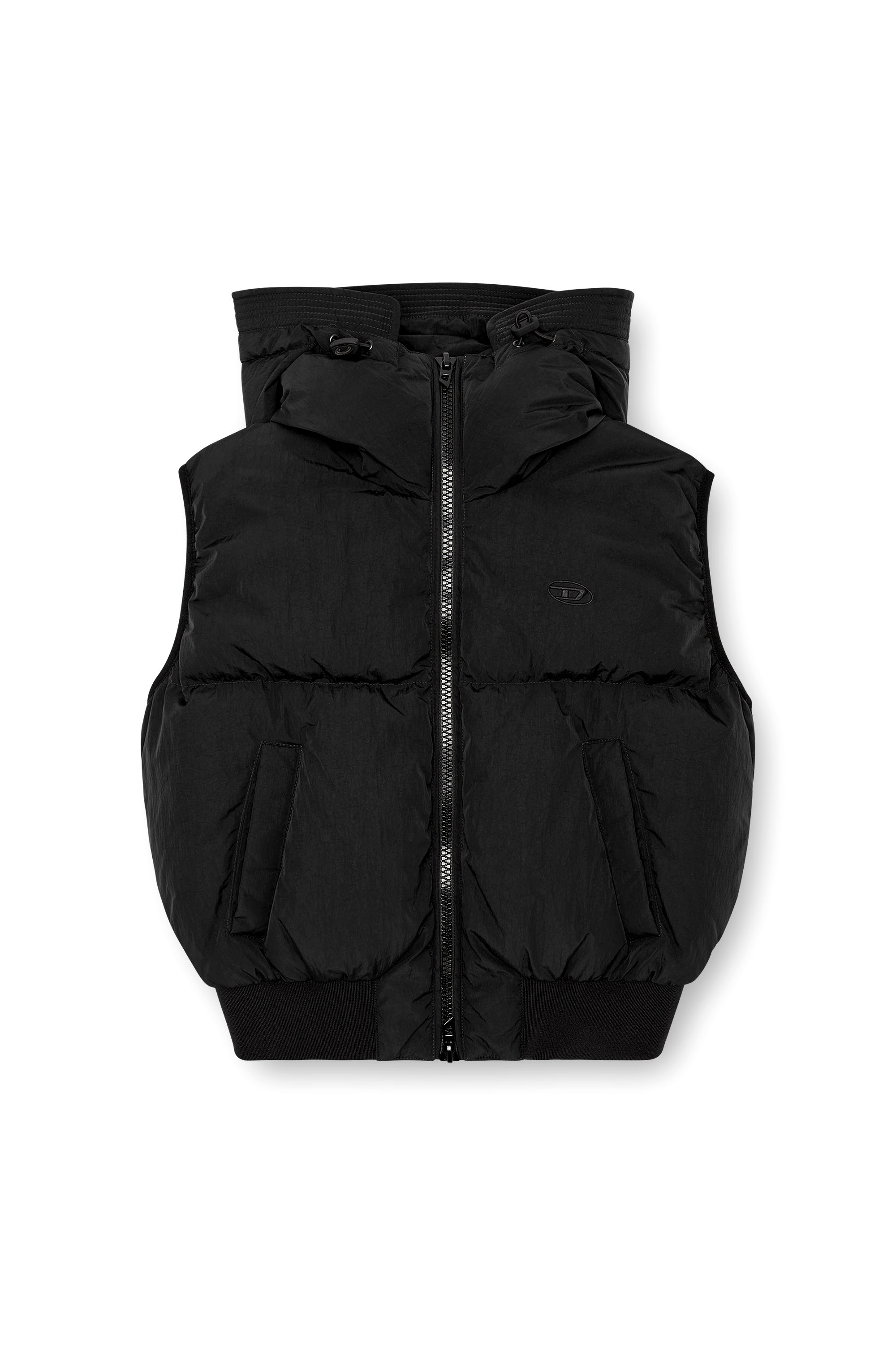 W-PEYT-SSL-NEW-P1, Black Diesel - W-PEYT-SSL-NEW-P1, Woman's Hooded down vest in crinkled nylon in Black - 2