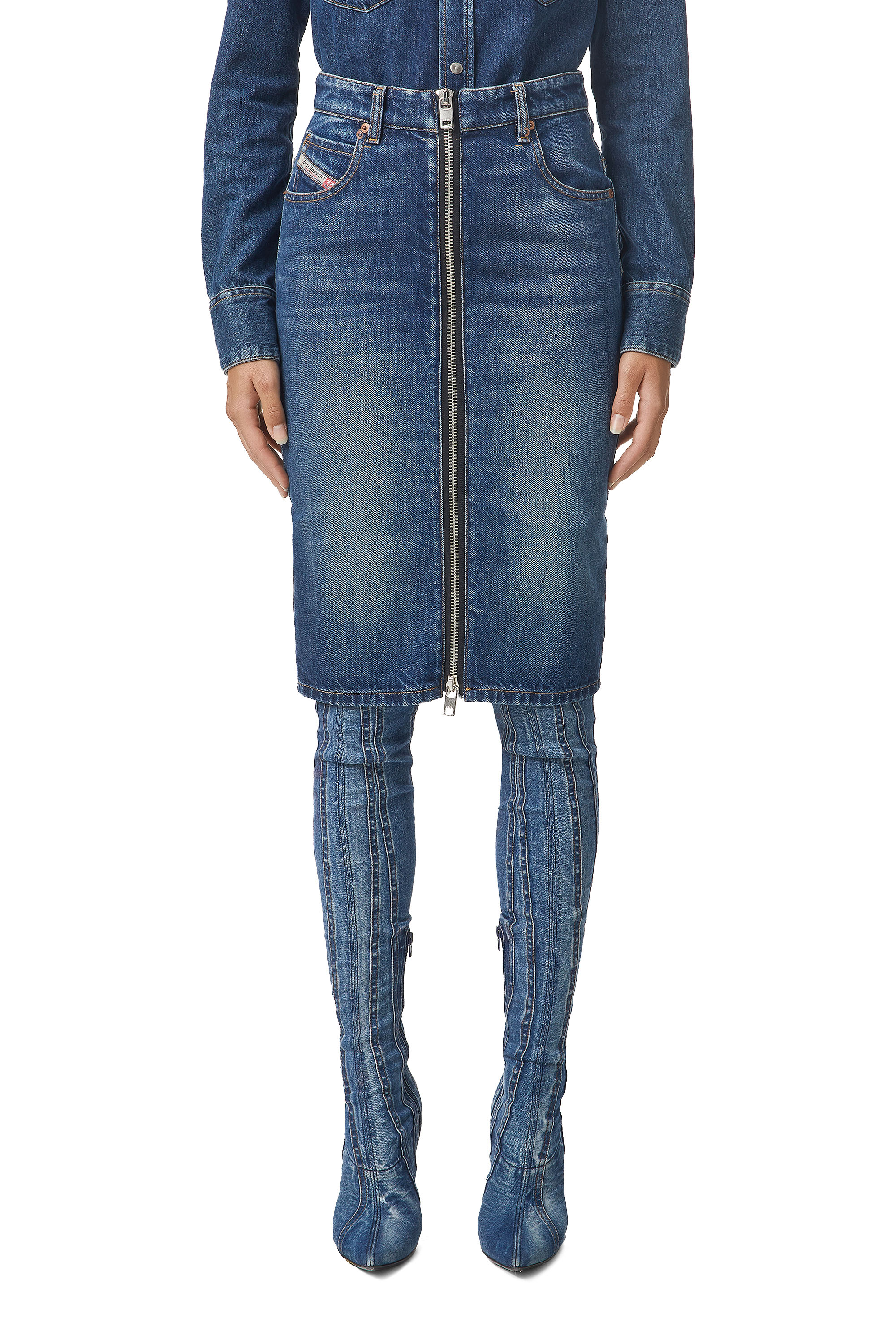 DE-PENCIL-ZIP, Medium blue - Skirts