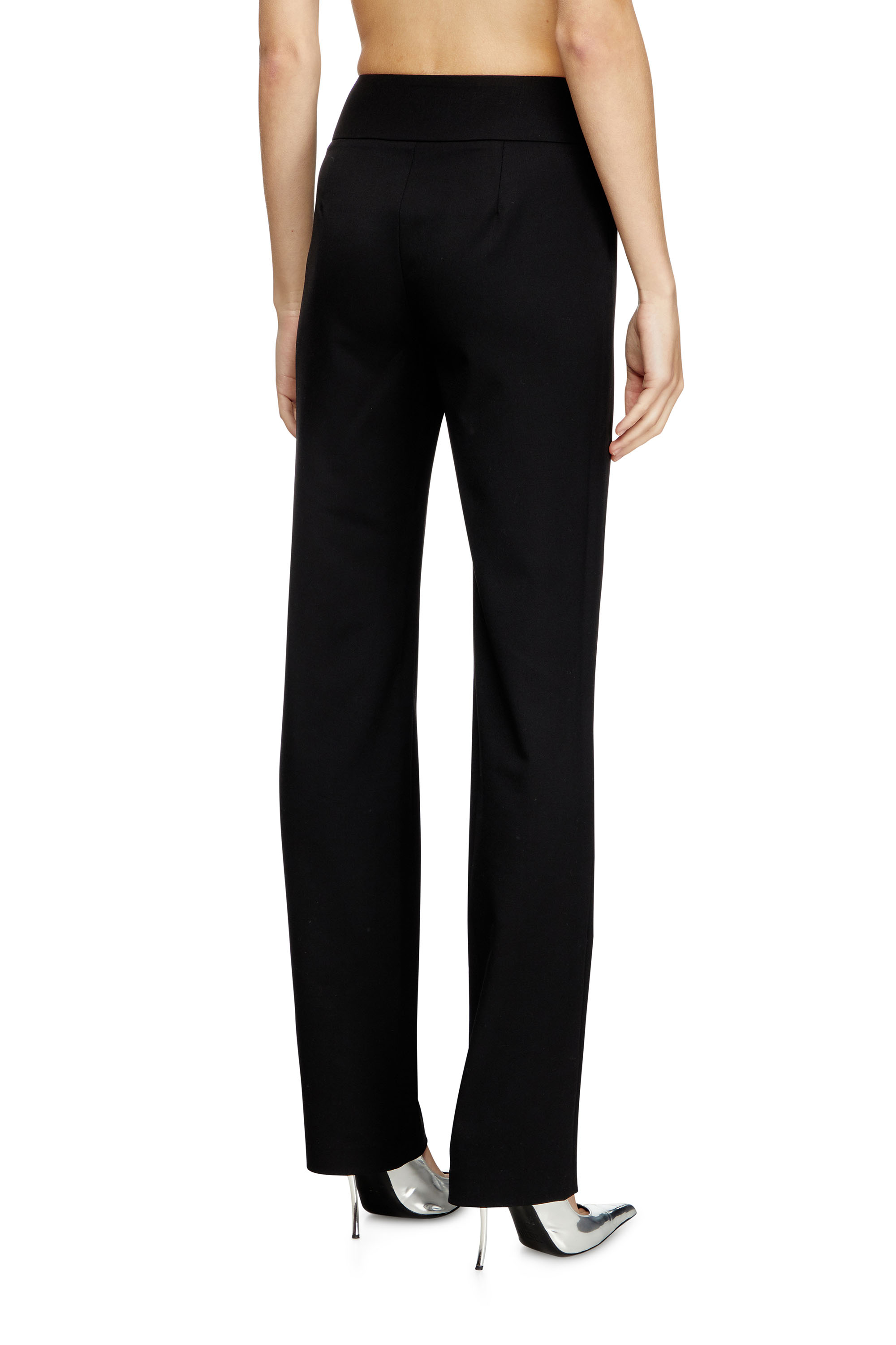 Diesel - P-ERSY, Woman's High waisted wool twill pants in Black - 4