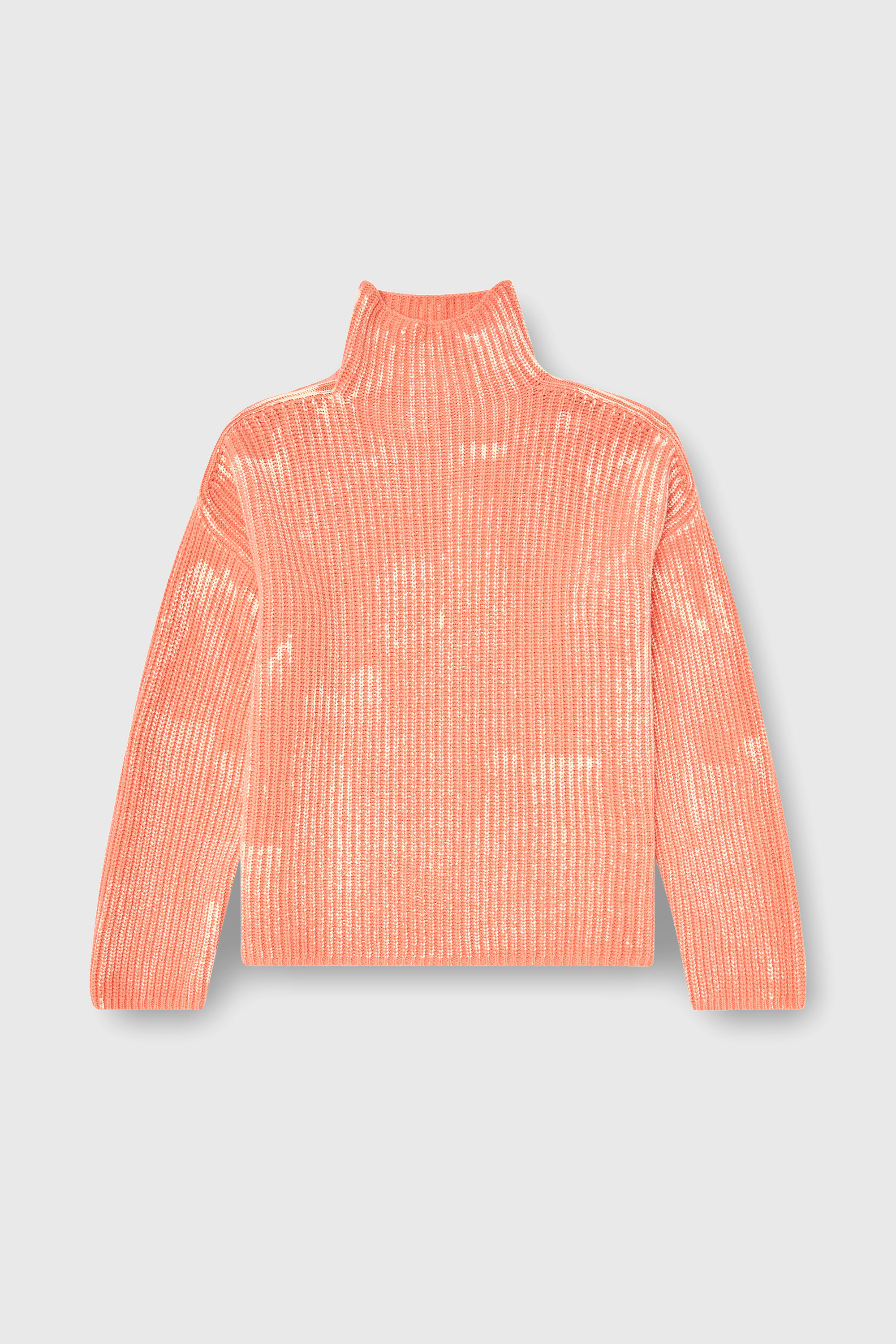Diesel - M-AMET, Woman's Funnel-neck jumper in ribbed wool blend in Coral Rose - 2