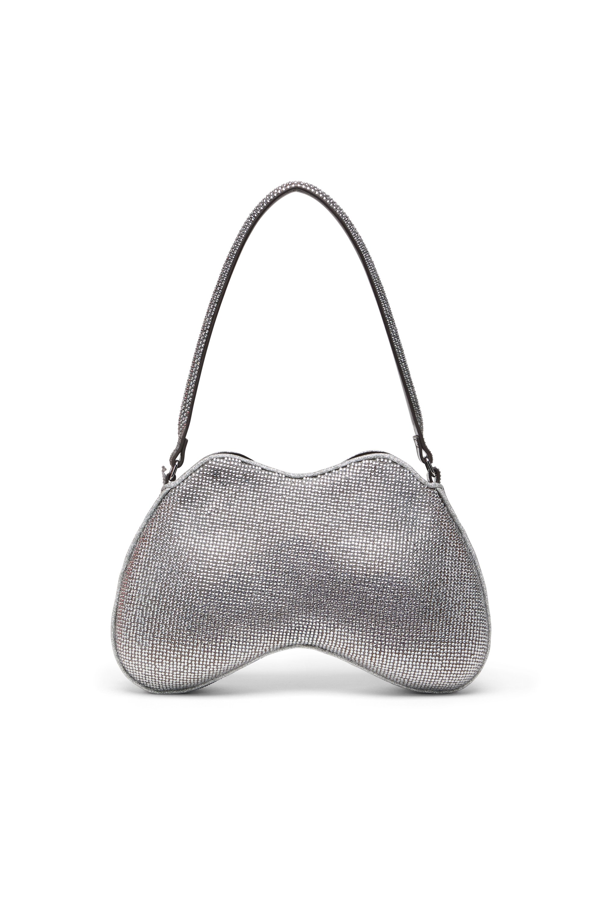 Diesel - DOUBLE-D SHOULDER, Woman's Double-D-Shoulder bag with all-over crystals in Silver - 2