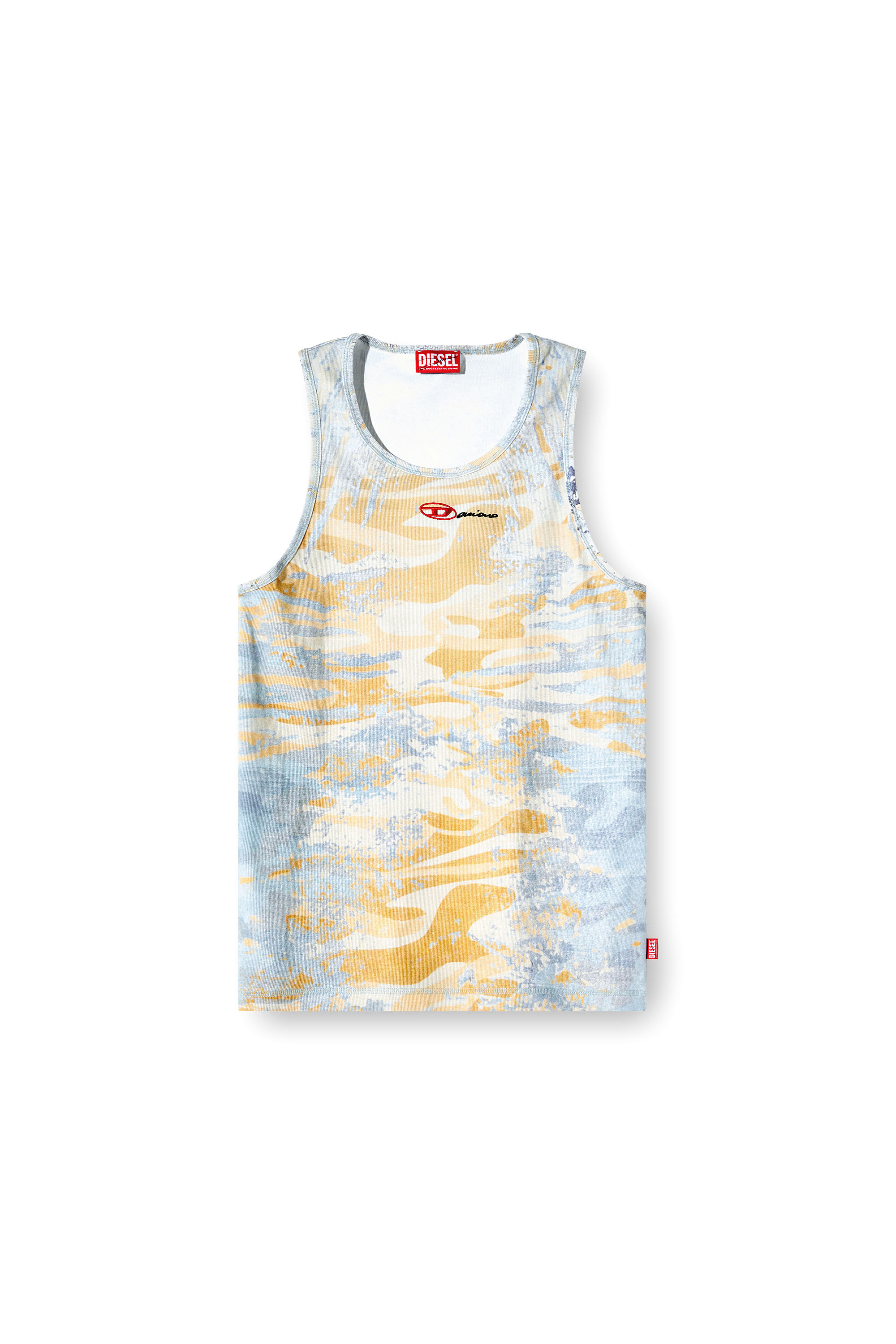 Diesel - T-LIFTY-DD, Unisex's Camo tank top in stretch cotton in Blue/Yellow - 6