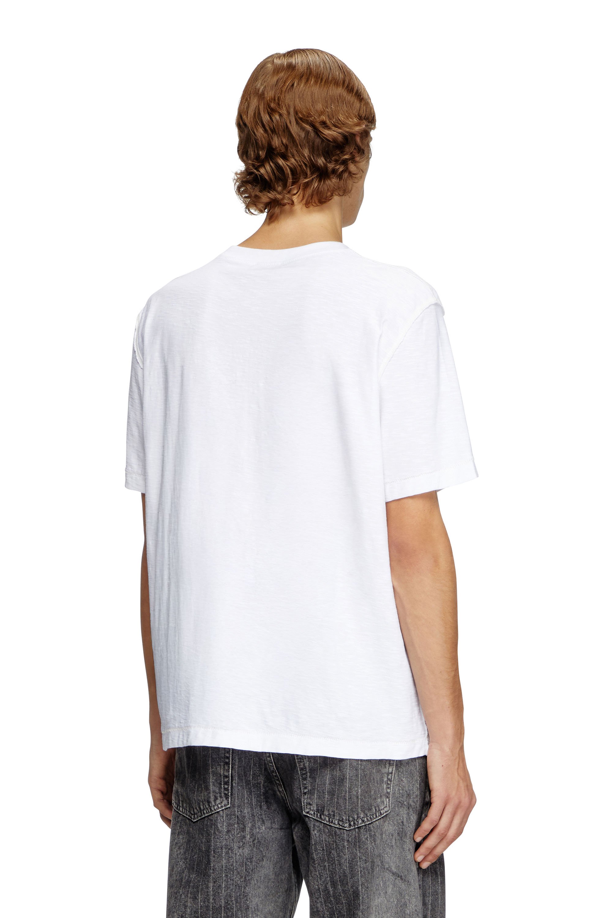 Diesel - T-ADJUST-R10, Man's Slub T-shirt with tonal logo print in White - 4