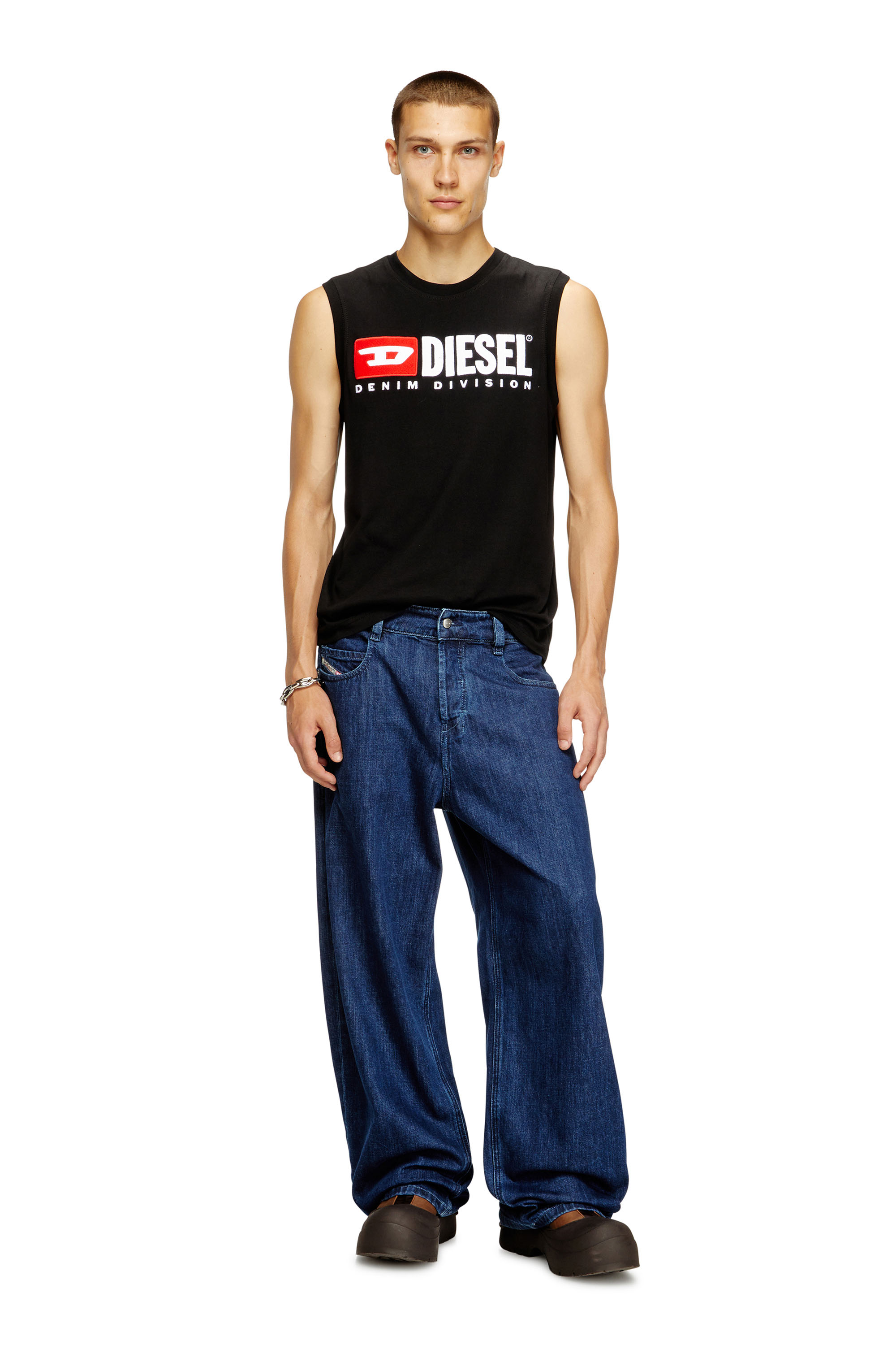 Diesel - T-ISCO-DIV, Man's Tank top with chest logo print in Black - 1