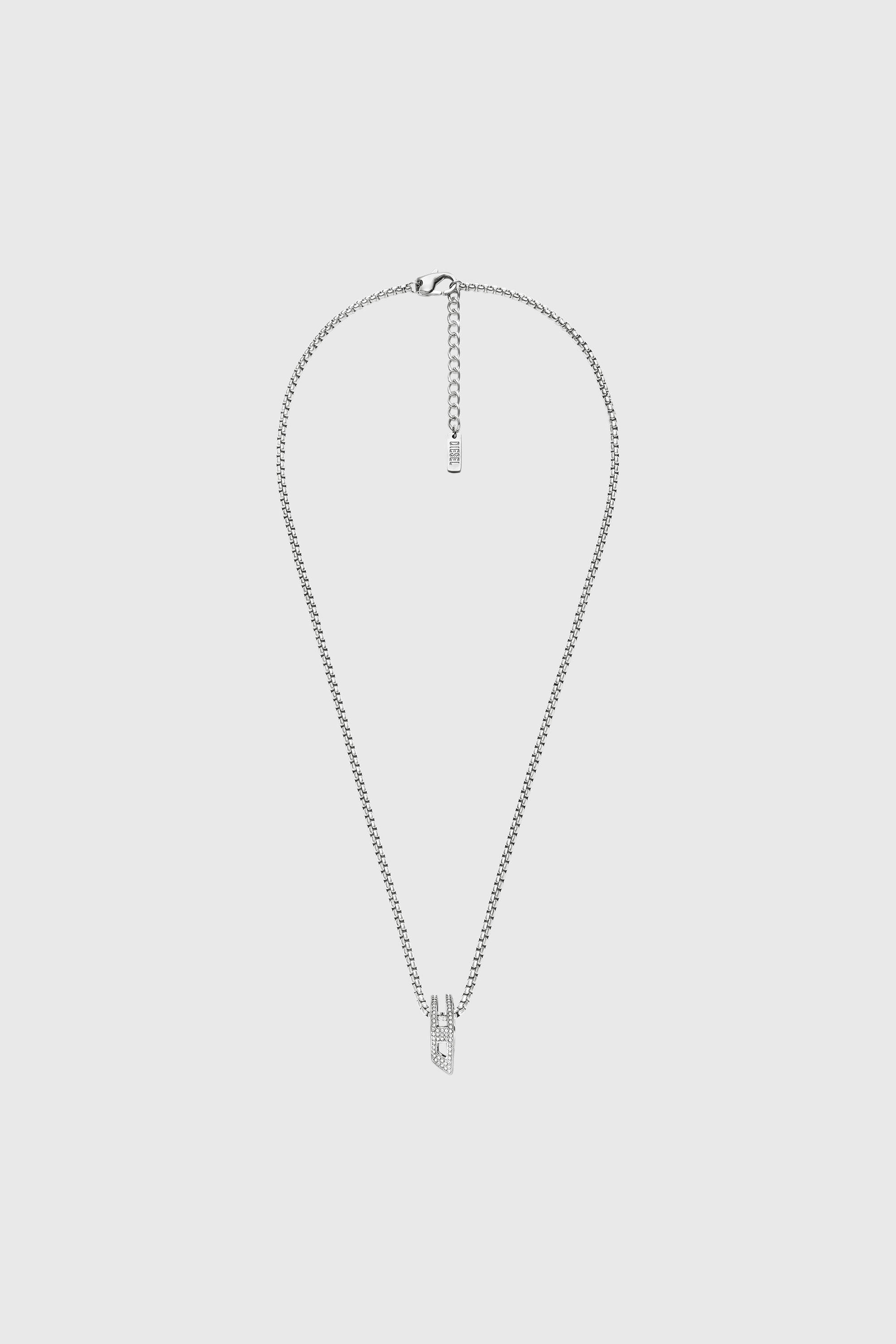 Diesel - DX1741040, Unisex's Stainless steel pave pendant necklace in Silver - 1