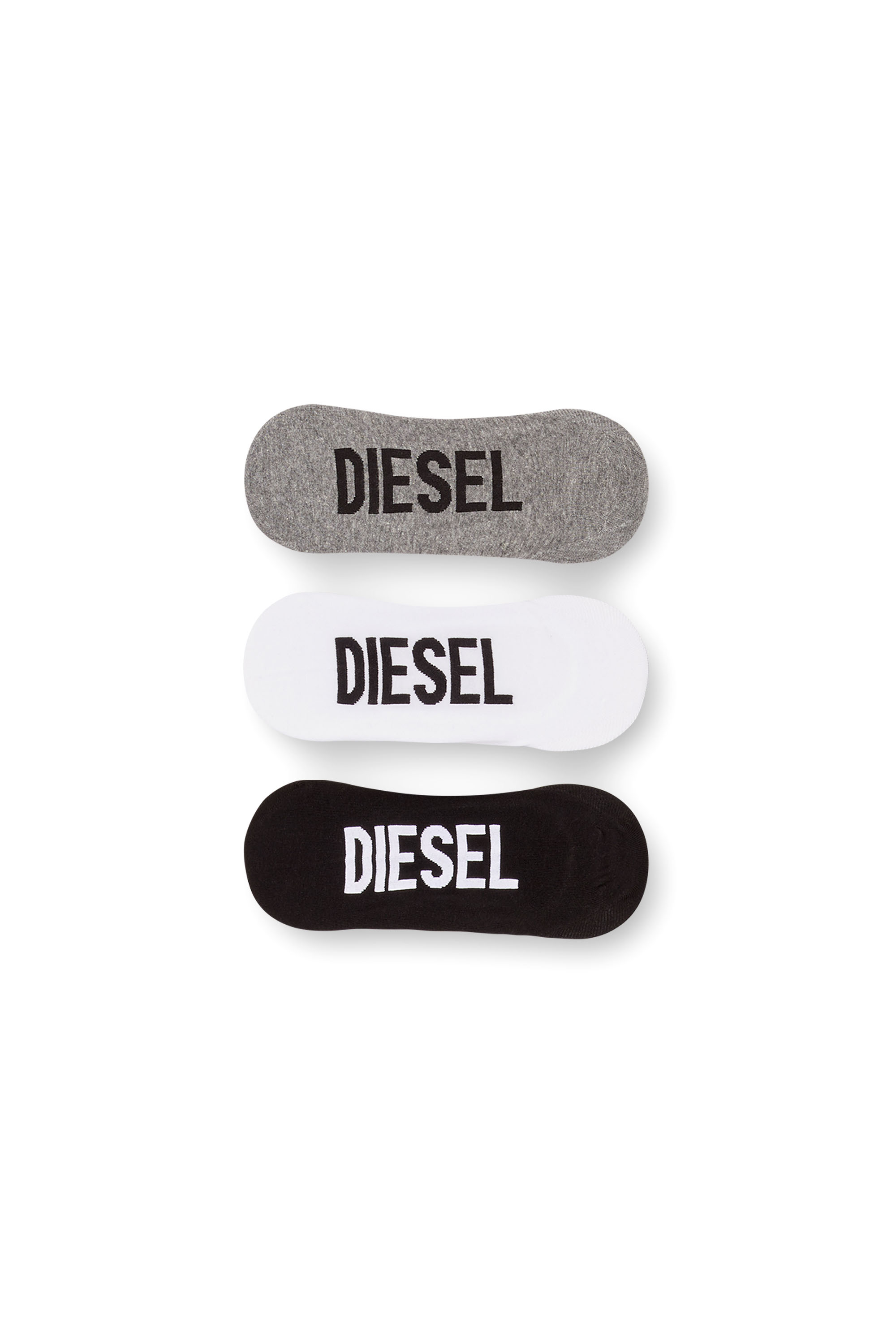 Diesel - SKM-HIDEPAT-THREEPACK, Man's Three-pack no-show socks in White/Black - 1