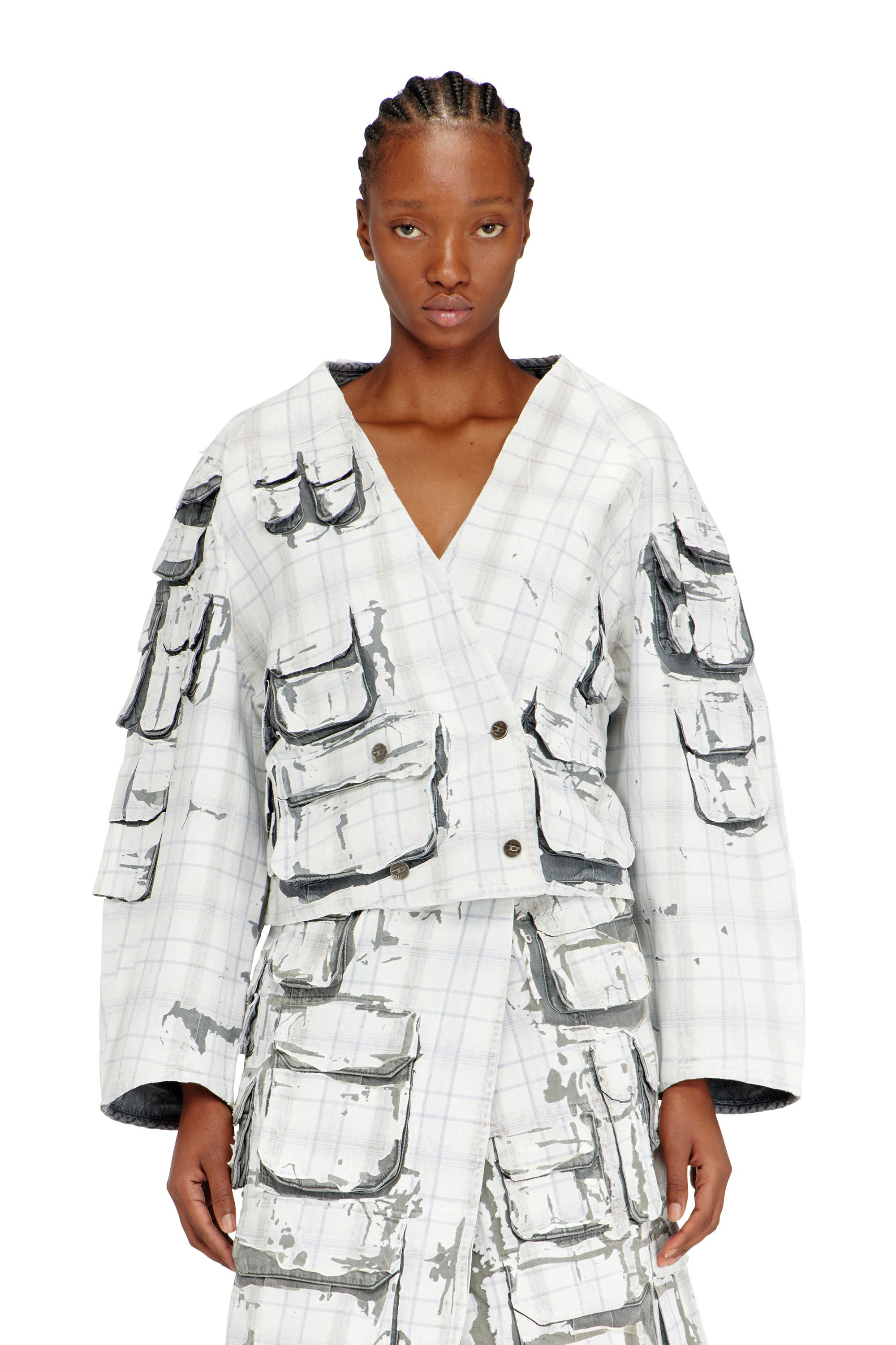 Diesel - DE-TALBAR-FSI, Woman's Denim cardi jacket with peel-off effect in null - 1