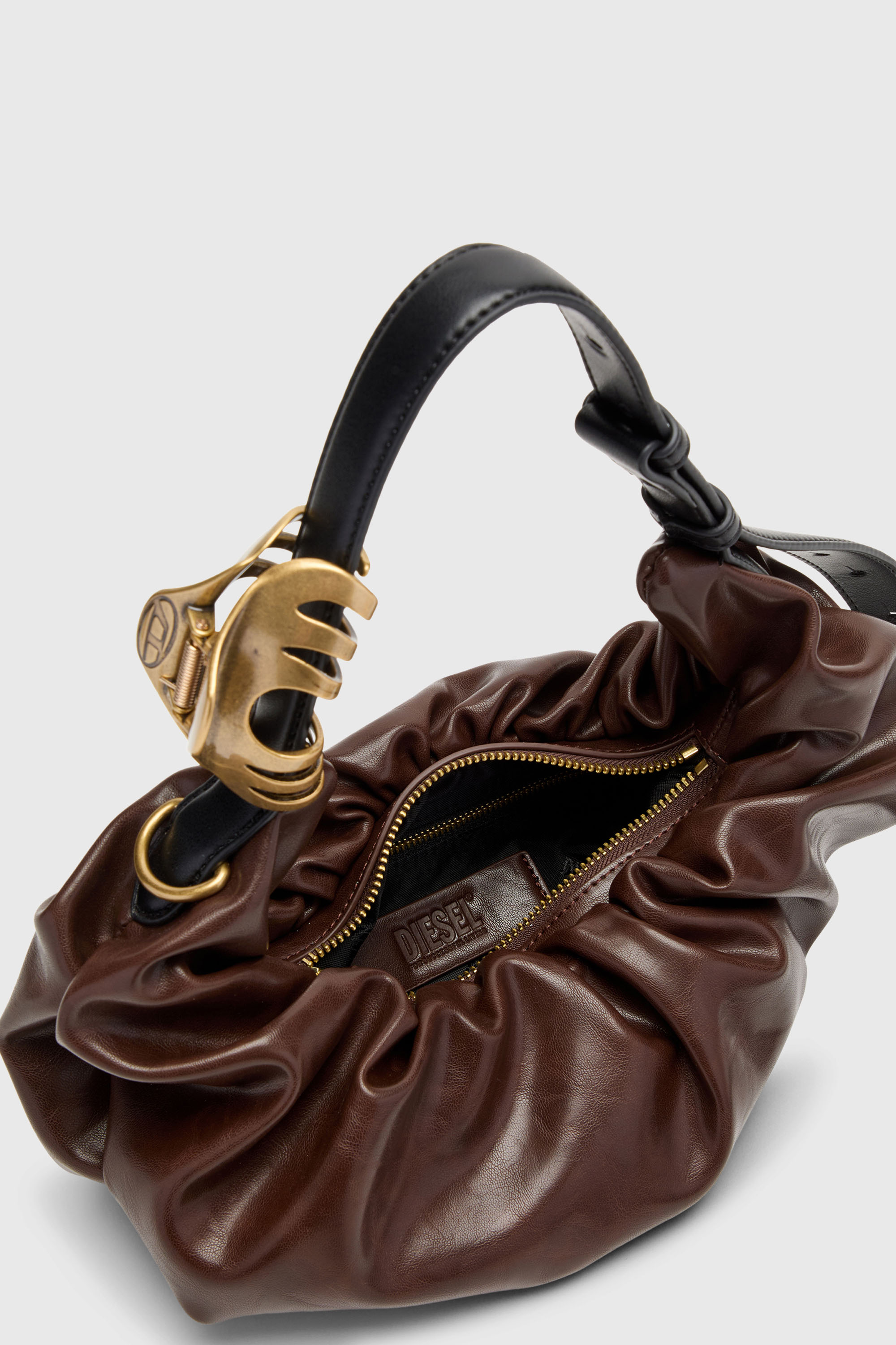 Diesel - GRAB-D HOBO S, Woman's Grab-D-Small scruched hobo bag in Dark Brown - 6