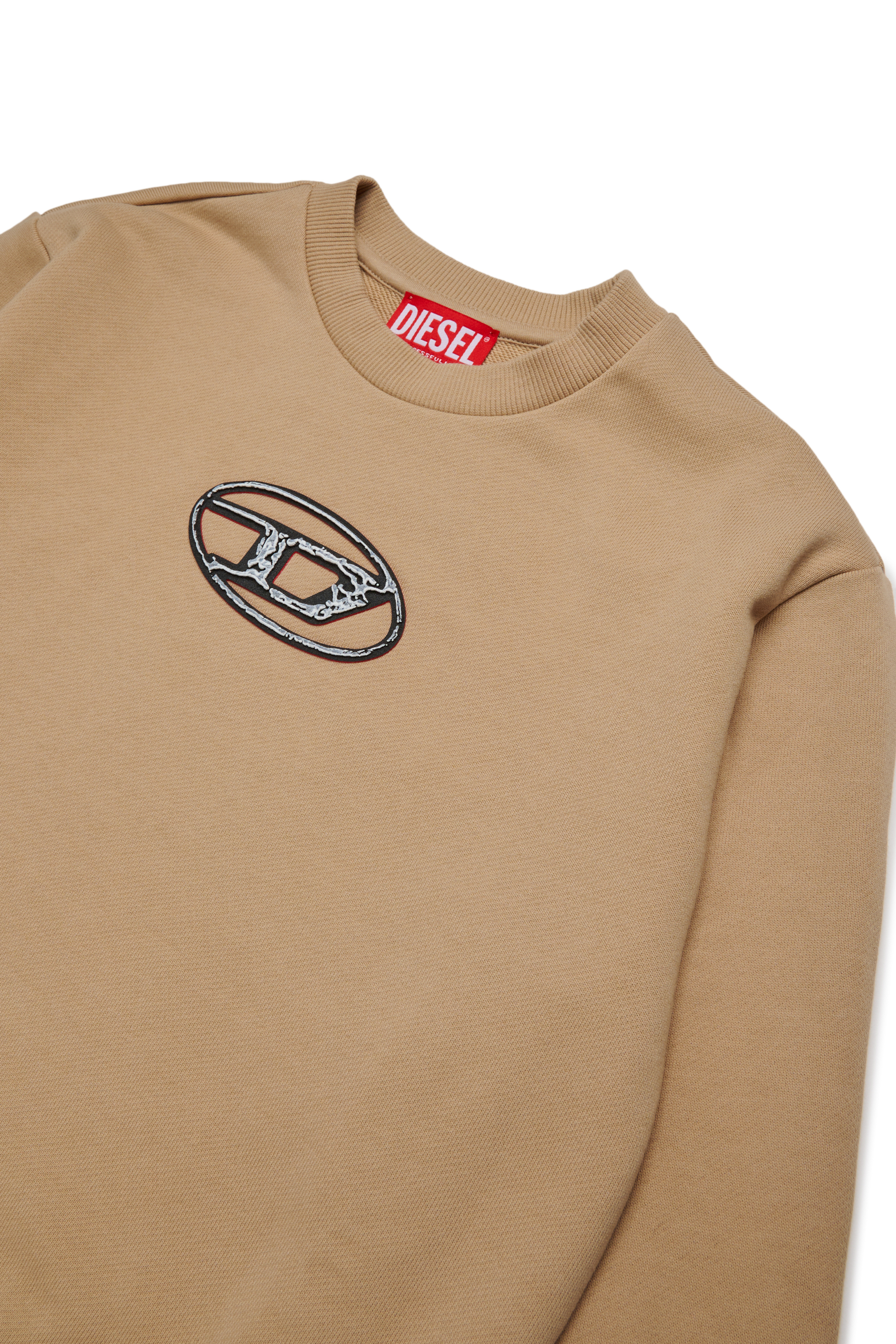 Diesel - SBOXTQ22 OVER, Man's Crew-neck cotton sweatshirt with Oval D logo in Light Brown - 3