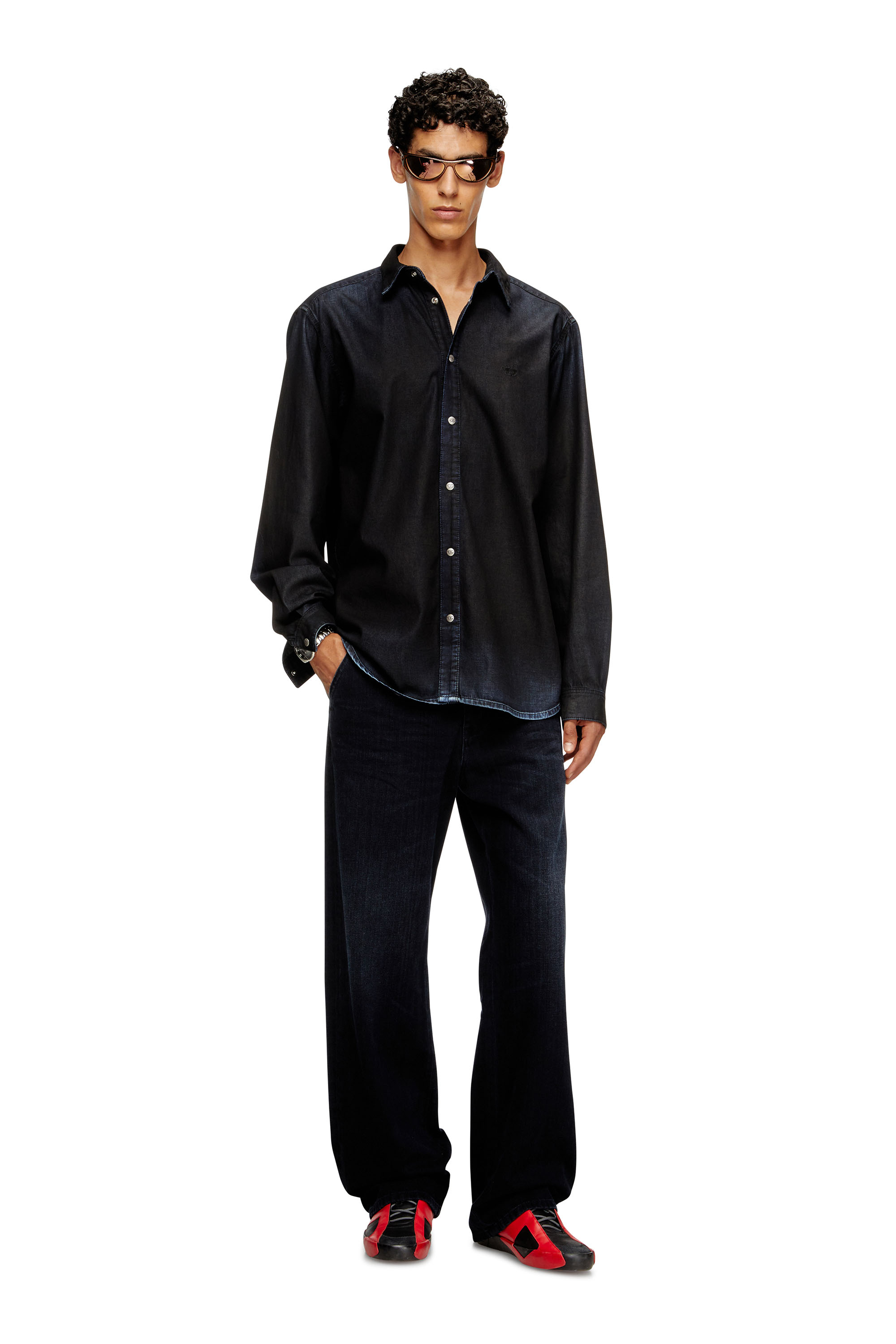 Diesel - D-SIMPLY, Man's Long-sleeve denim shirt in Dark Blue - 1