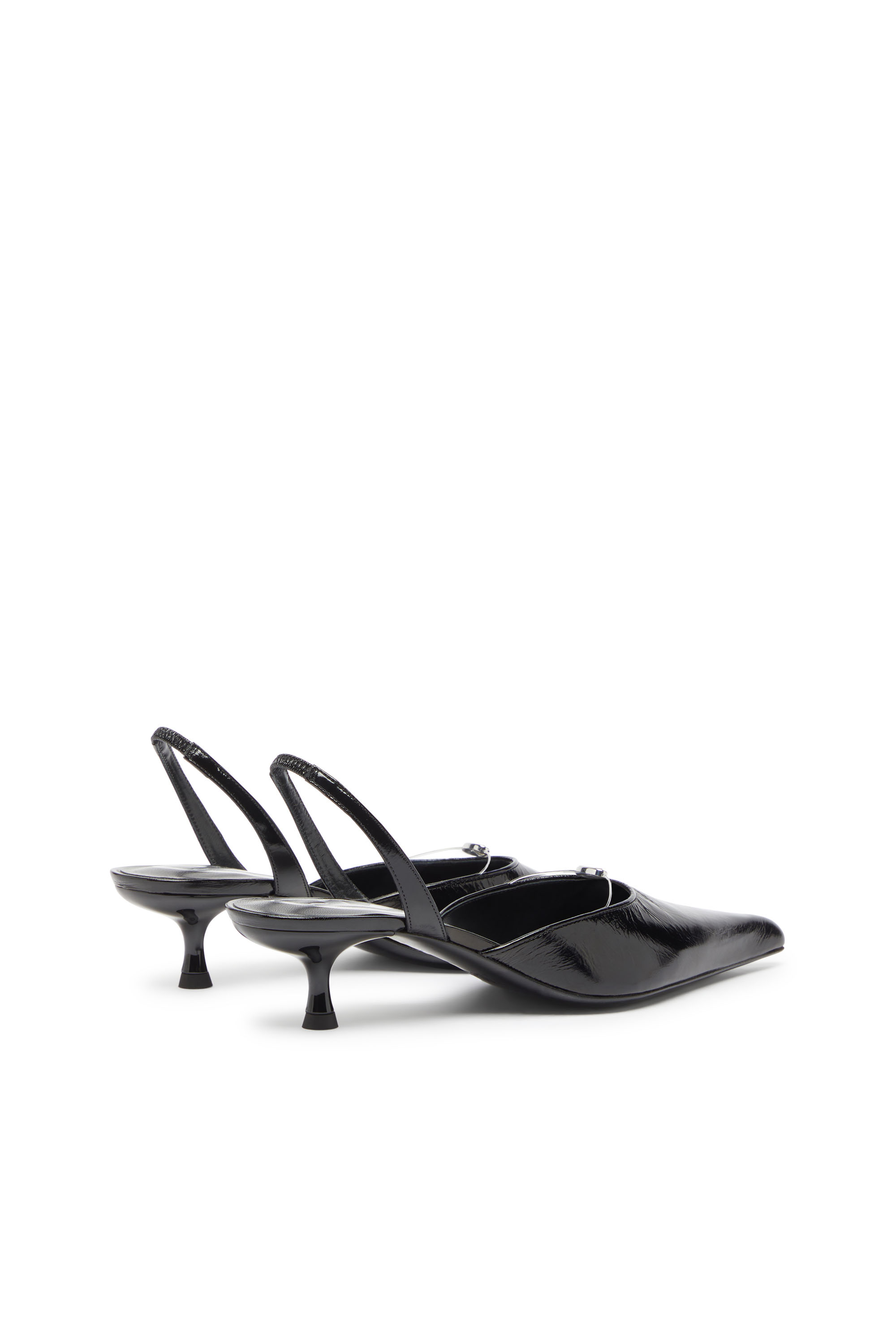 Diesel - D-JEWELS 40 D'OR, Woman's D-Ten&Half - Leather slingbacks with Oval D jewel in Black - 3