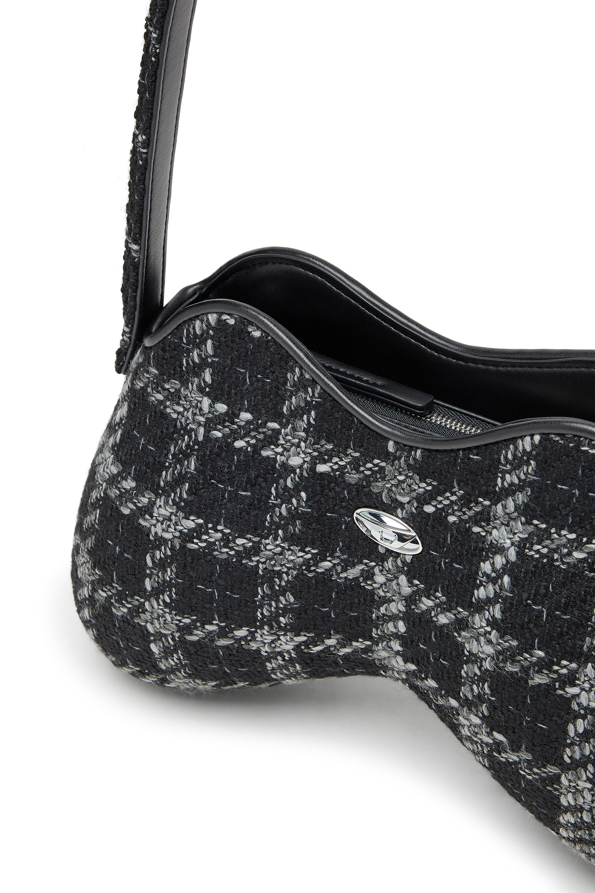 DOUBLE-D SHOULDER, Black Diesel - DOUBLE-D SHOULDER, Woman's Double-D-Shoulder bag with houndstooth motif in Black - 5