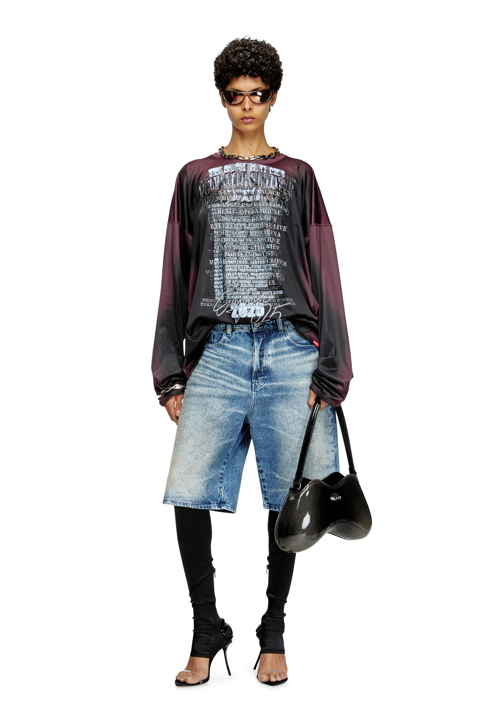 T-OLAVI-AA, Black/Violet Diesel - T-OLAVI-AA, Unisex's Long-sleeve tech-jersey T-shirt with lyrics print in Black/Violet - 7