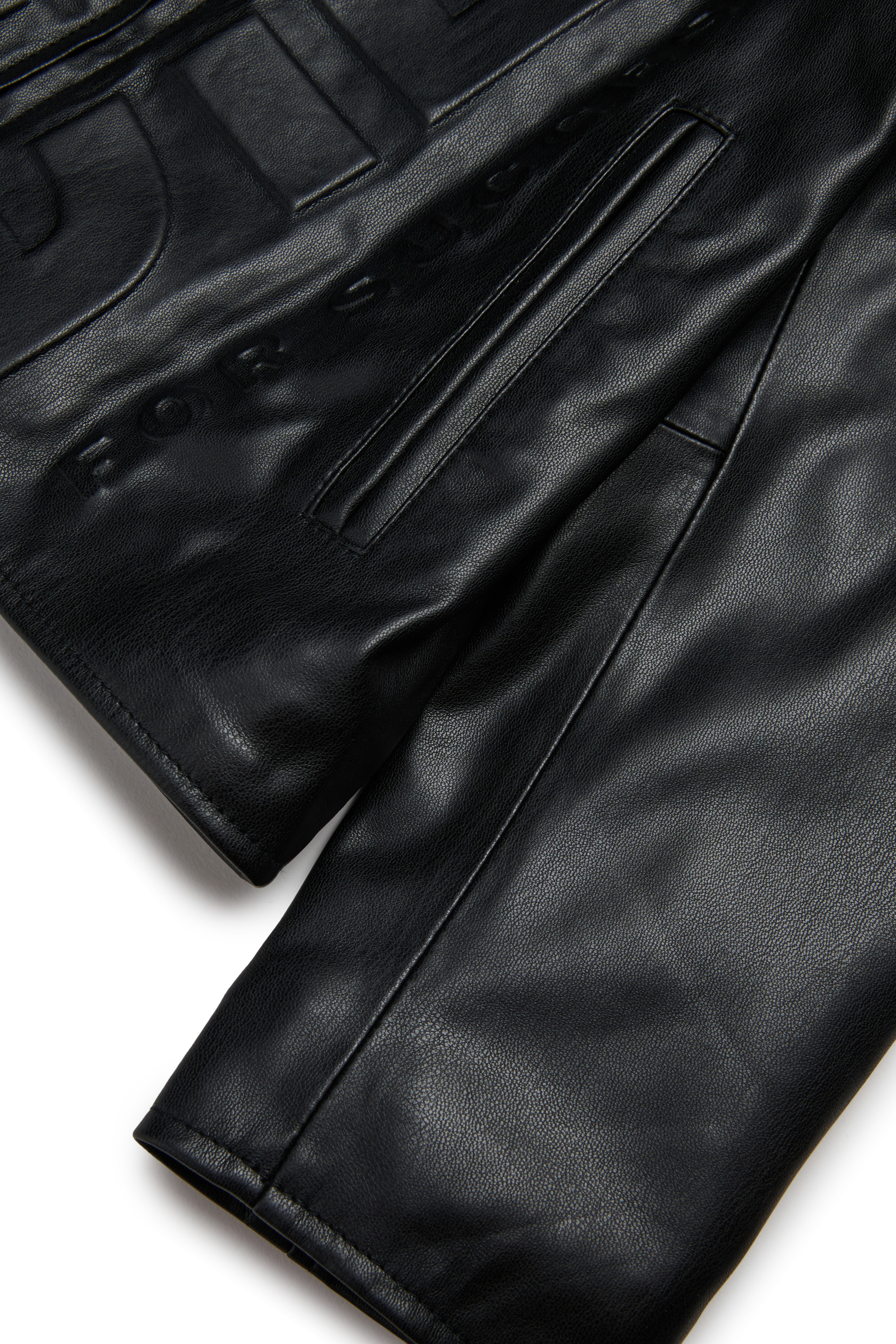 Diesel - JLMETVERT, Man's Jacket in faux leather with logo in Black - 4