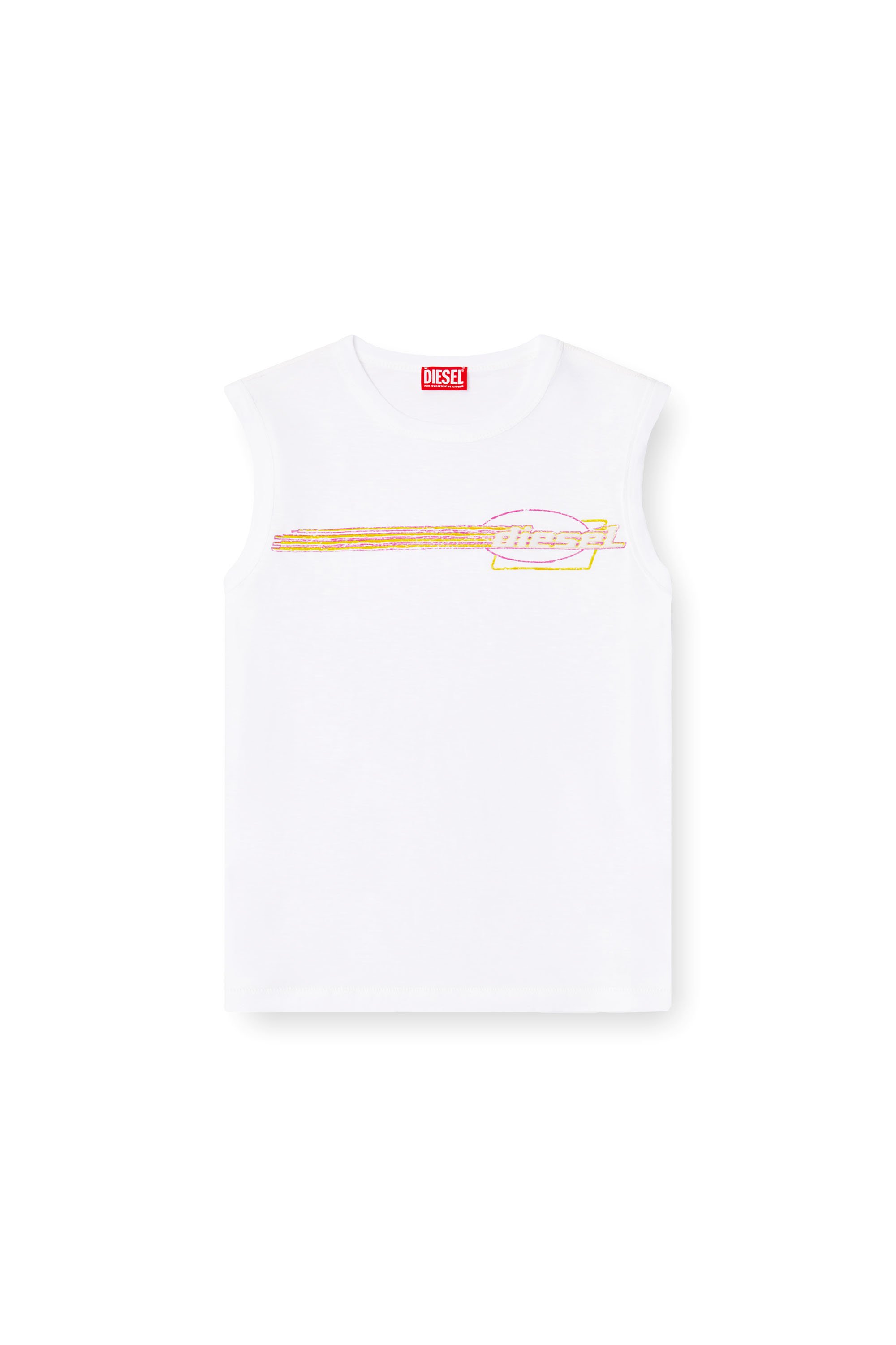 Diesel - T-BISCO-R3, Man's Slub tank top with flocked logo graphic in White - 3