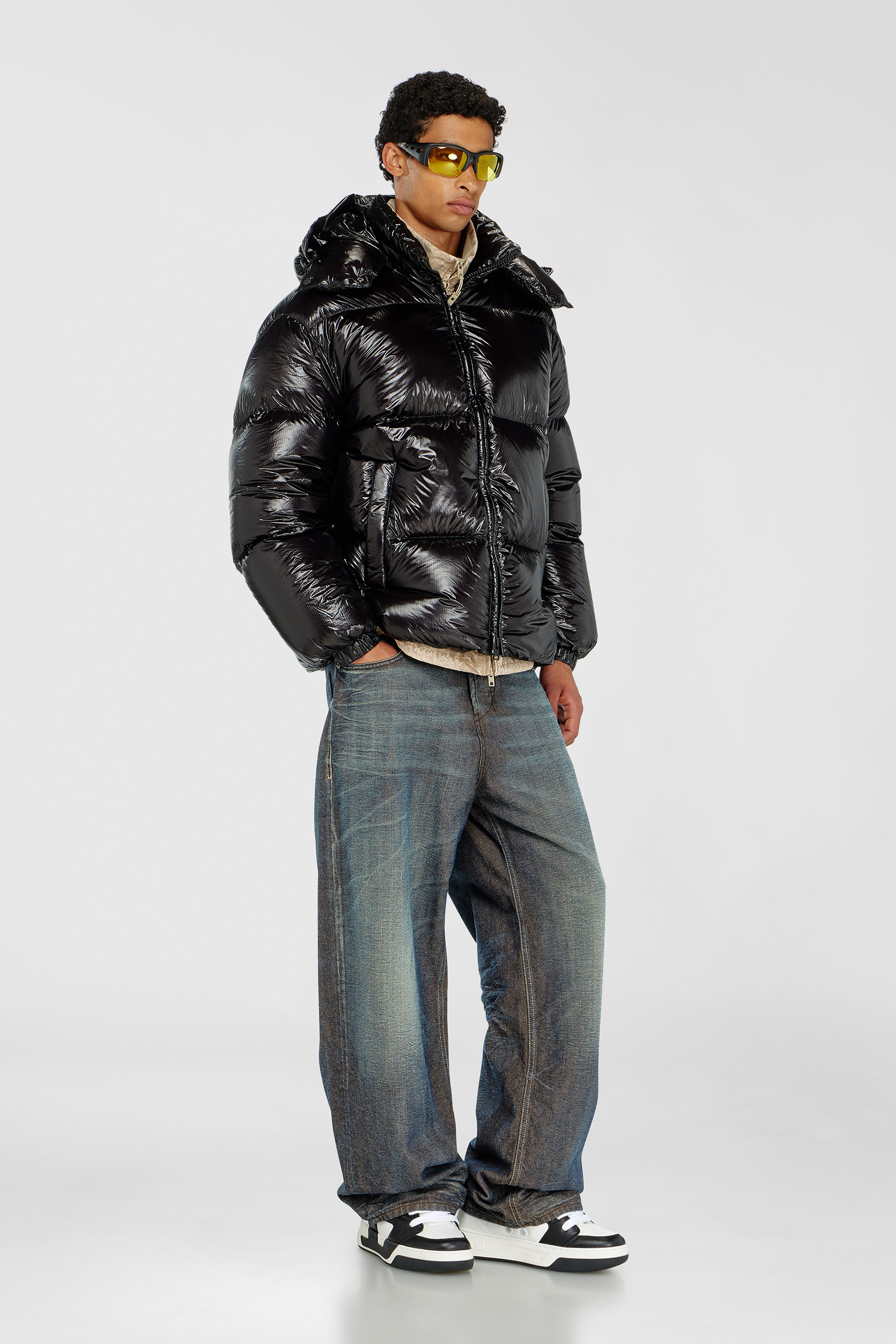 Down puffer jacket with detachable hood