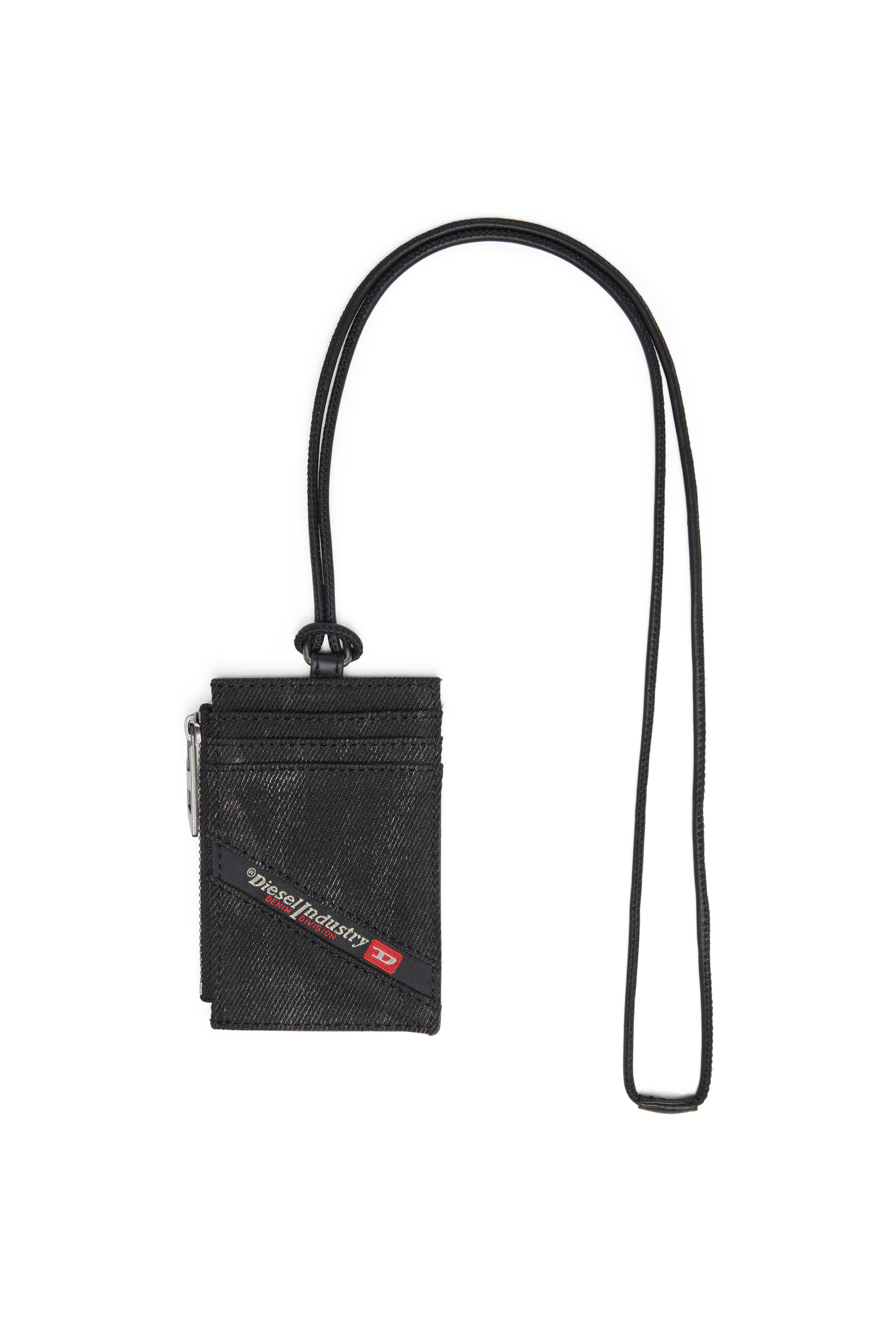 Diesel - MULTI-PKTS BADGE HOLDER, Man's Denim badge holder with leather details in Black - 1
