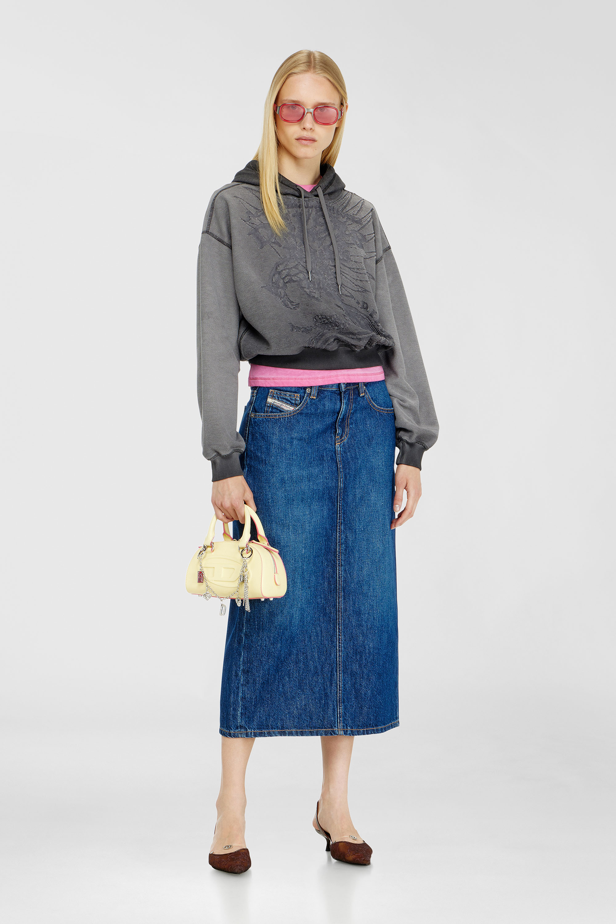 Hoodie with d&eacute;vor&eacute; print