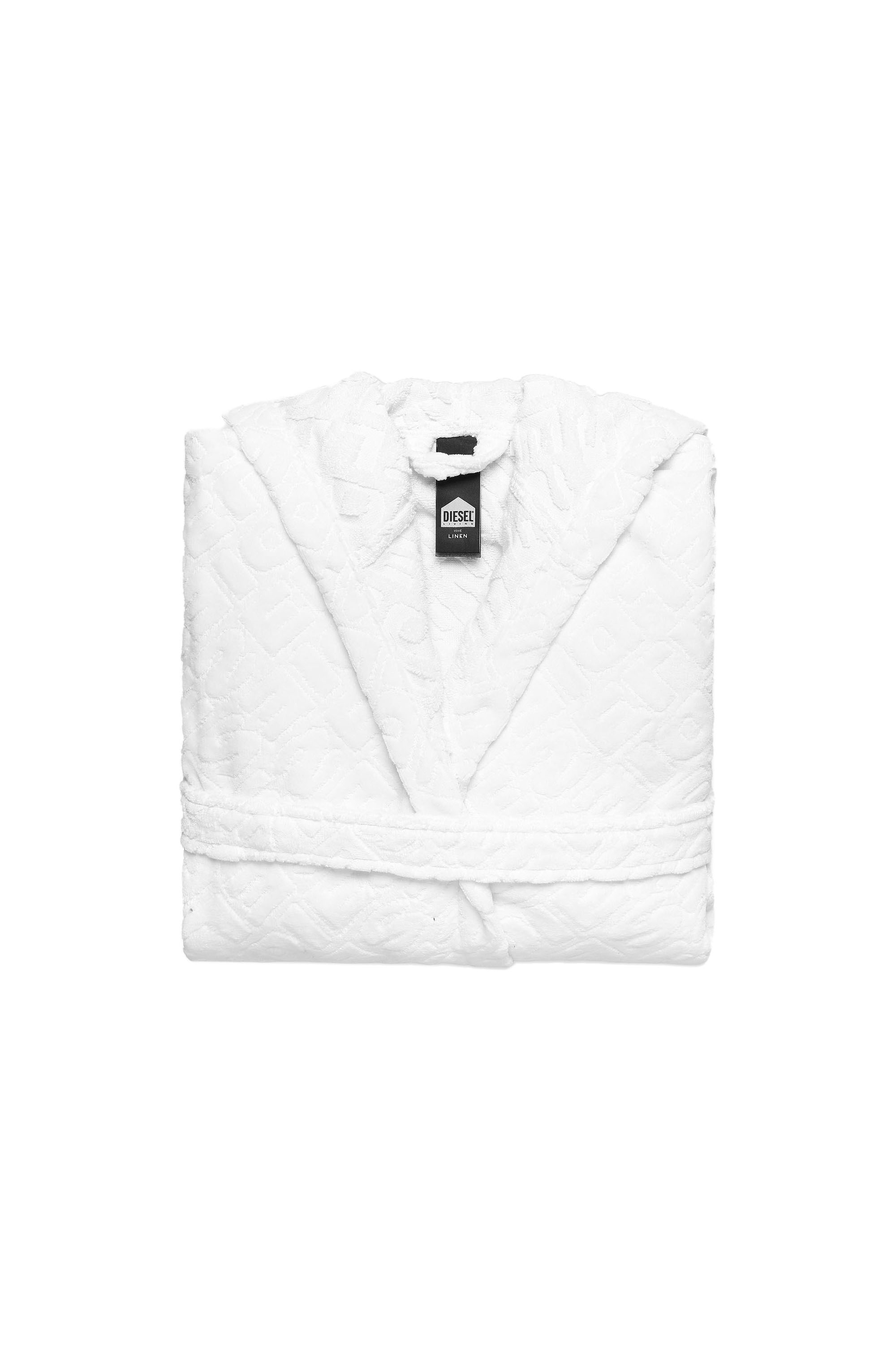 Diesel - ACC  3DLOGO     CAP S/M, Unisex's Bathrobe with hood 3D LOGO, S/M in White - 1