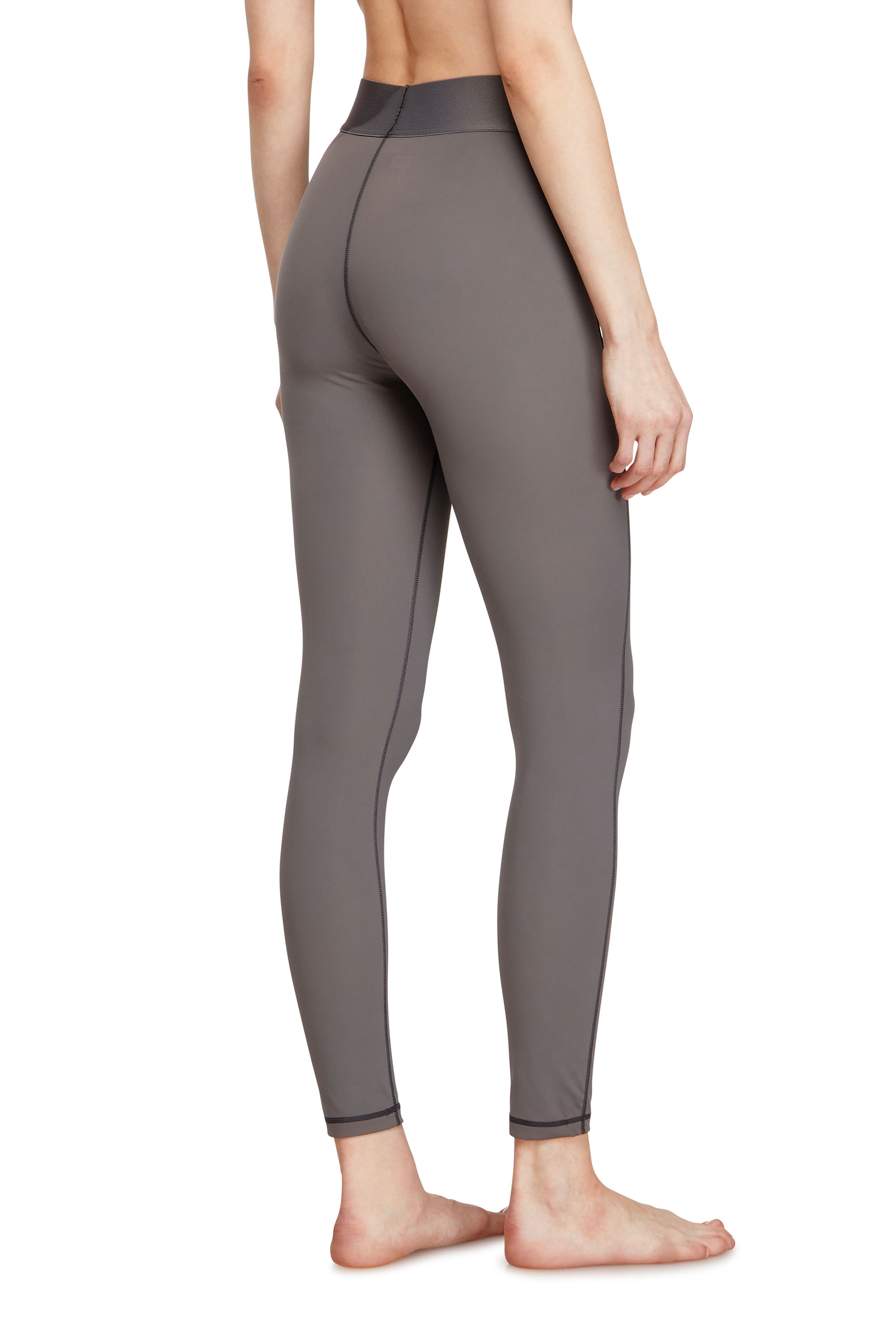 Diesel - ADELINE-D-POP, Woman's Microfibre leggings with cut-off logo in Grey - 3
